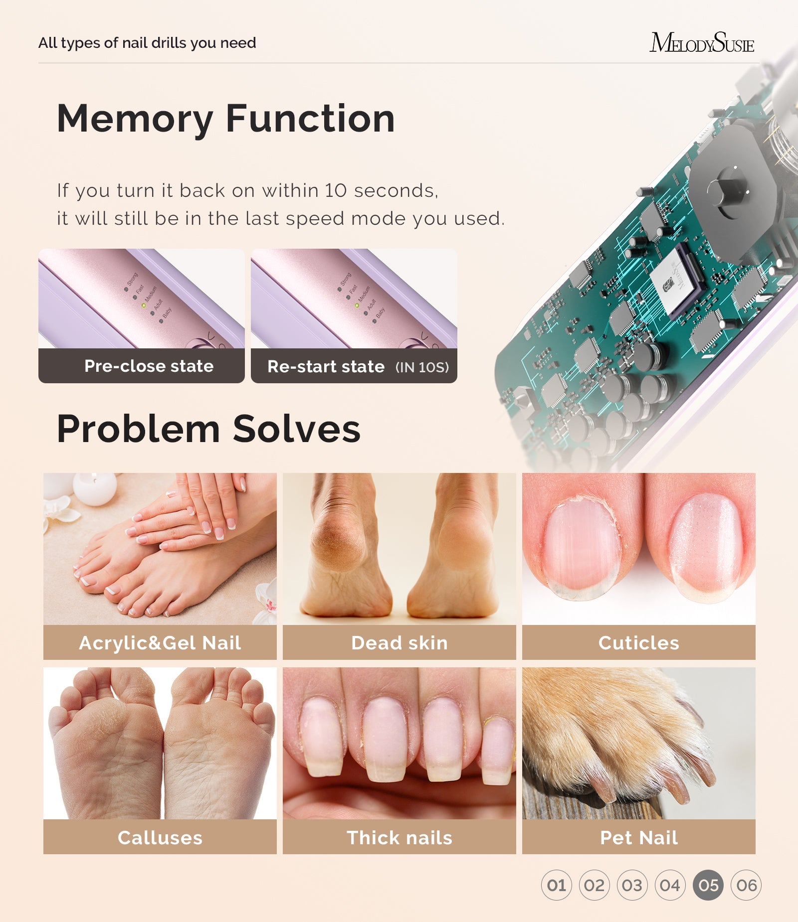 PC760G Manicure & Pedicure Nail Drill Kit 4,600RPM - Purple - 图片5