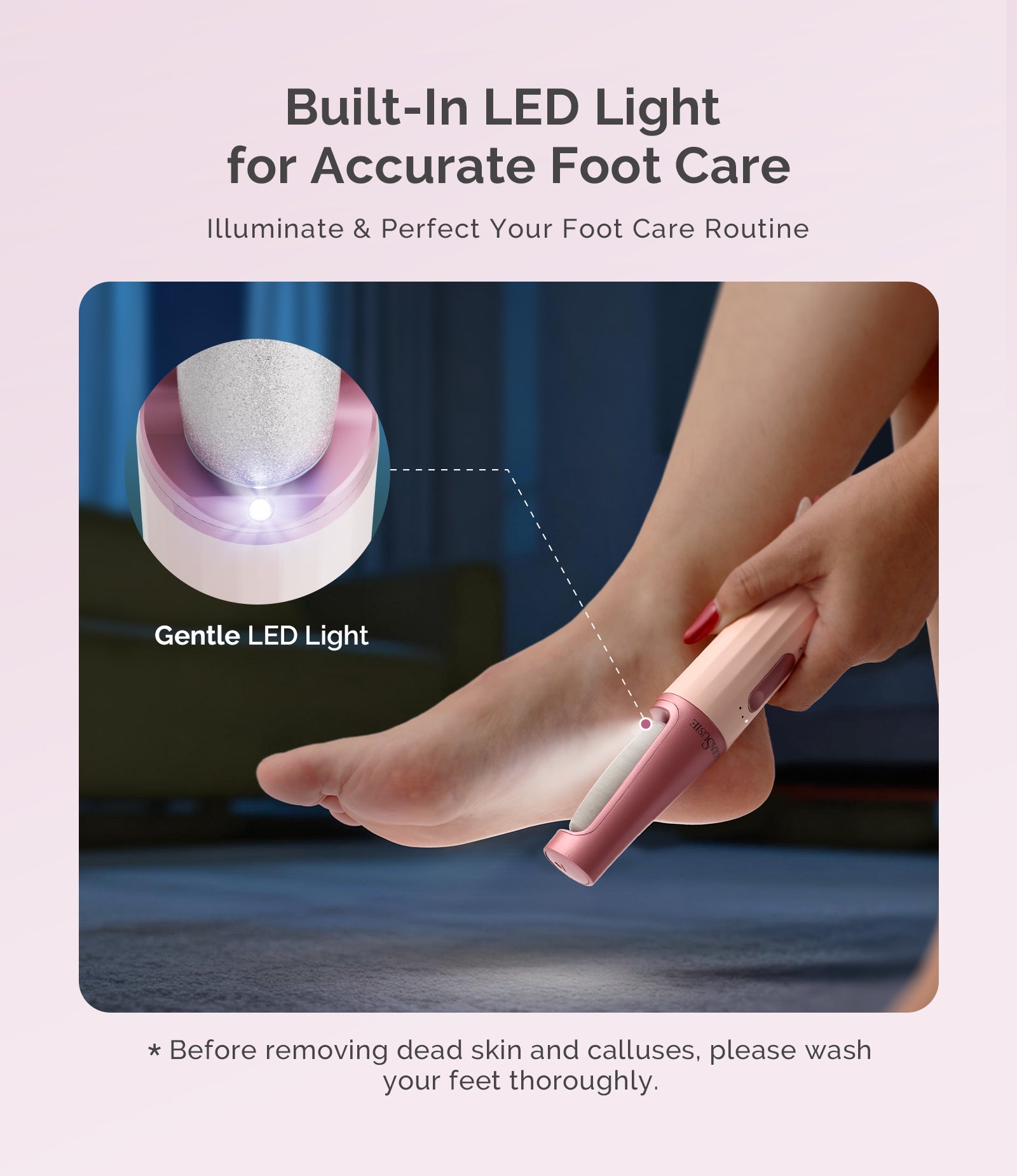 PC800G Rechargeable Feet Callus Remover - Pink Rose - 图片3