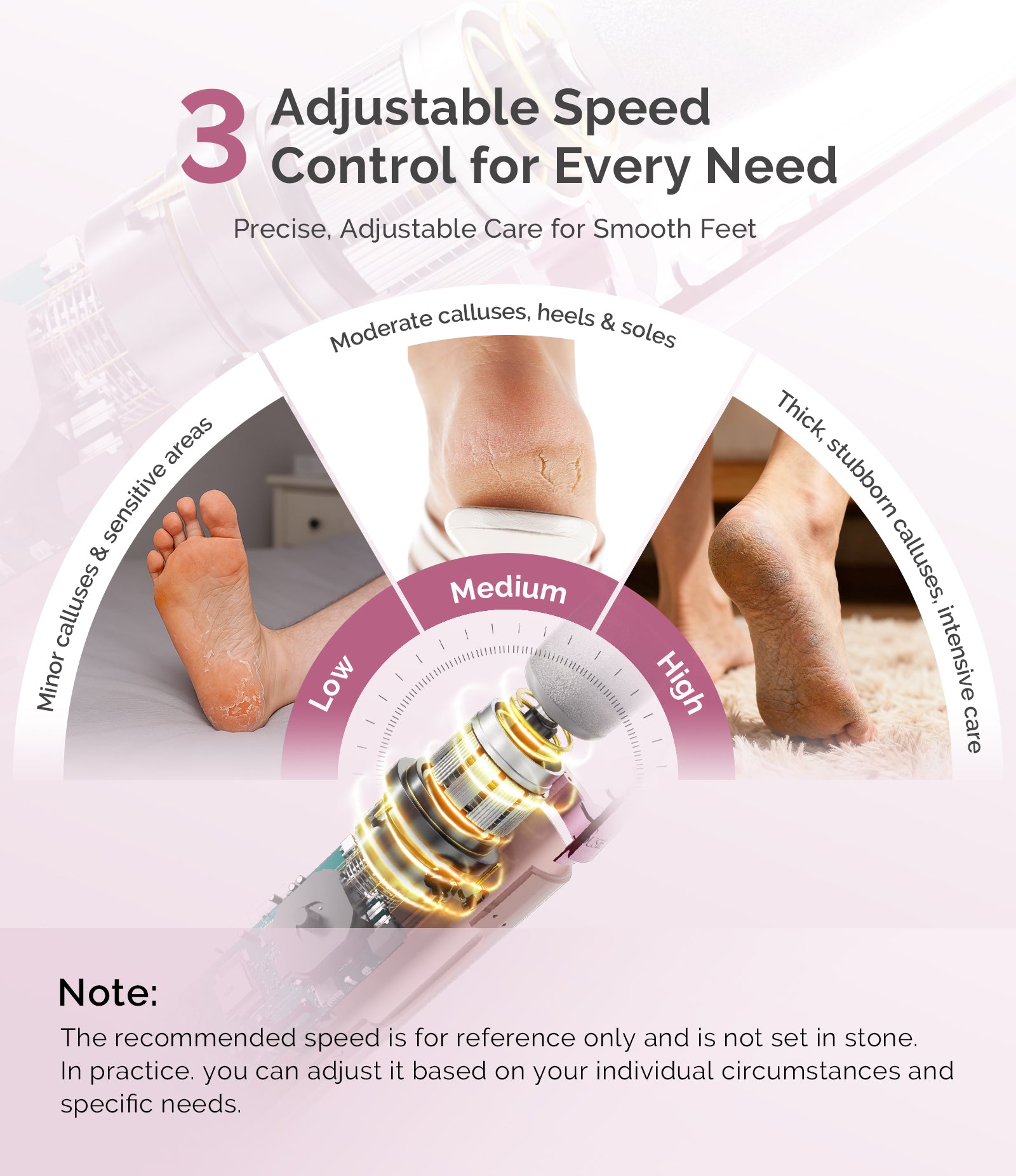 PC800G Rechargeable Feet Callus Remover - Pink Rose - 图片4