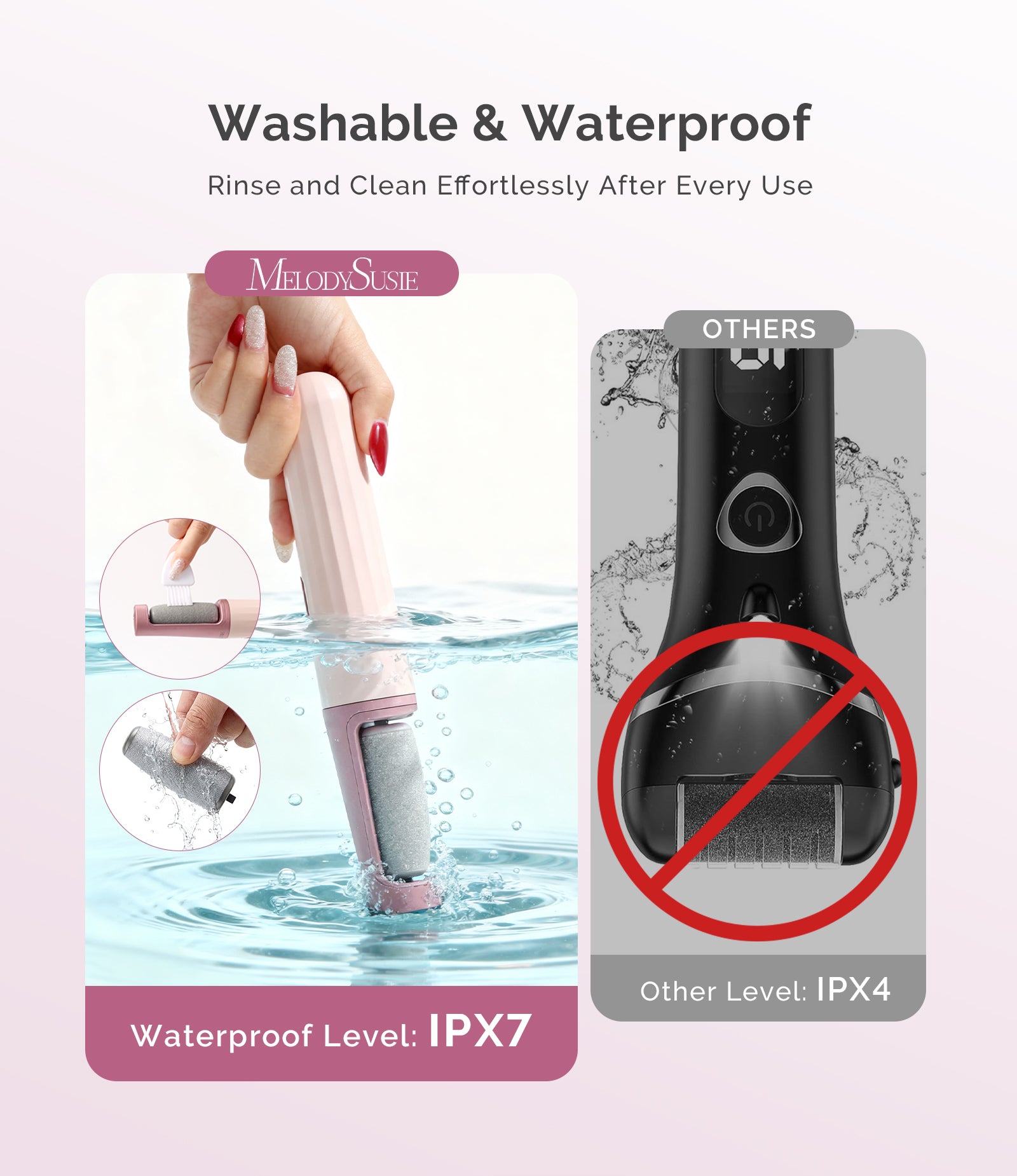 PC800G Rechargeable Feet Callus Remover - Pink Rose - 图片6