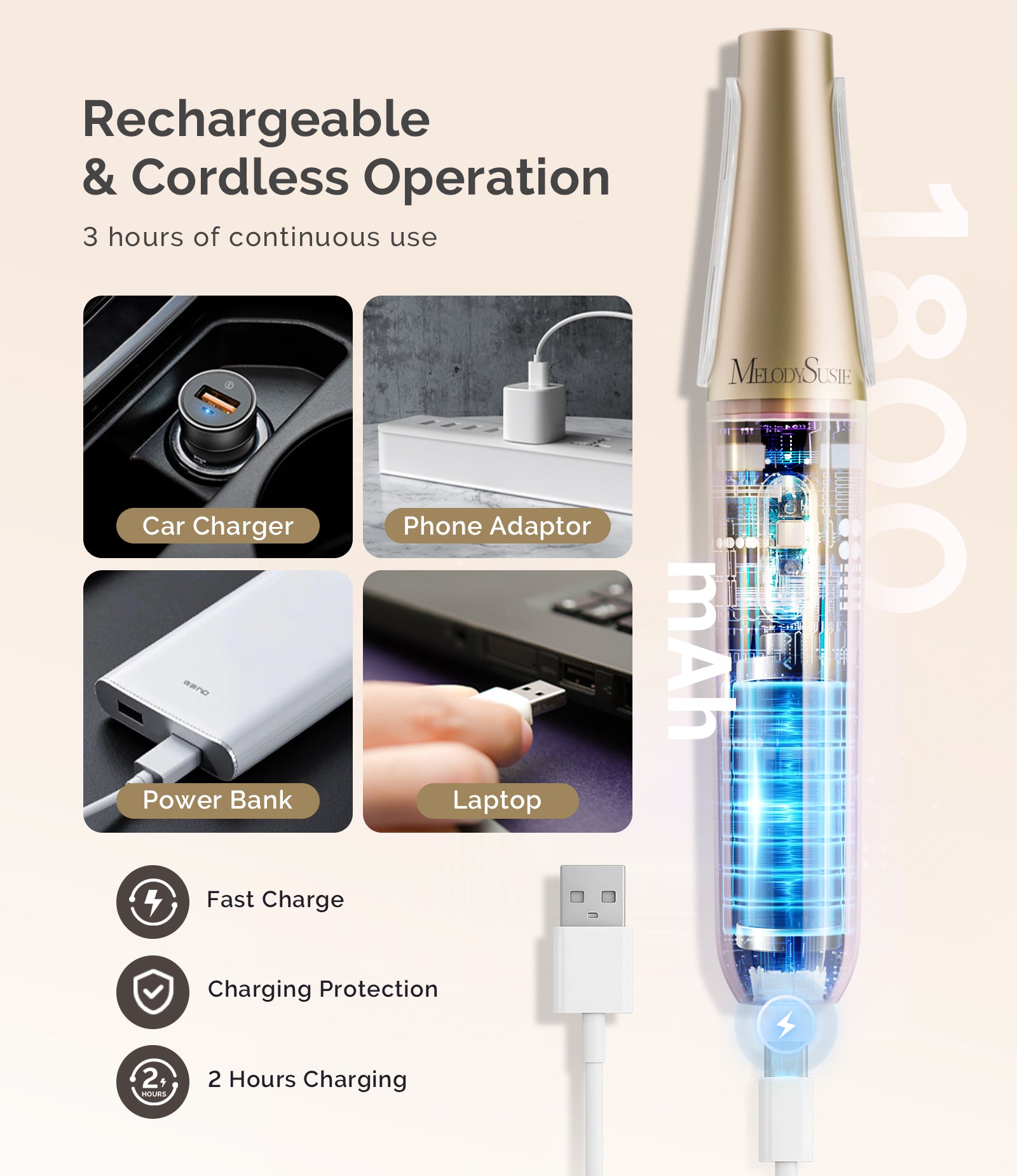 PC800G Rechargeable Feet Callus Remover - White Gold - 图片5