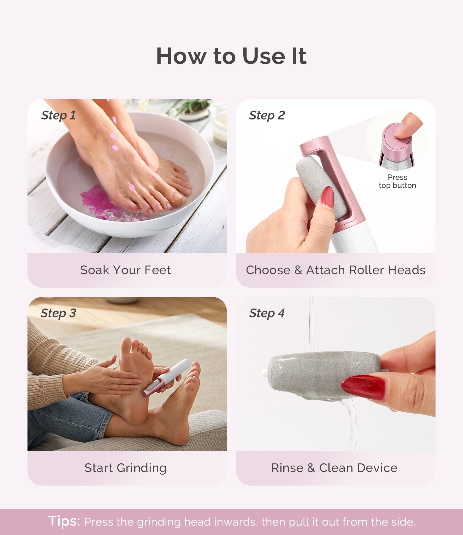 PC800G Rechargeable Feet Callus Remover - White Rose - Image7