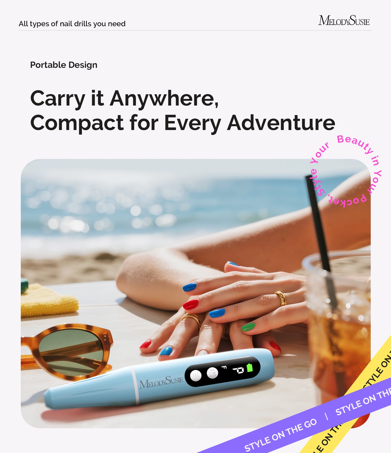 PC90G Pen-Shaped Portable Rechargeable Nail Drill 20,000RPM - Blue - 图片5