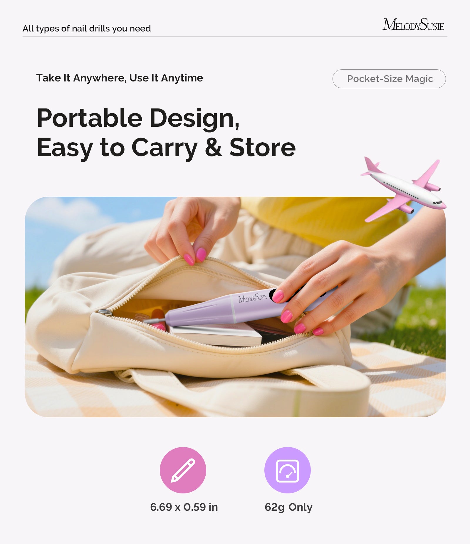 PC90G Pen-Shaped Portable Rechargeable Nail Drill 20,000RPM - Purple - 图片7