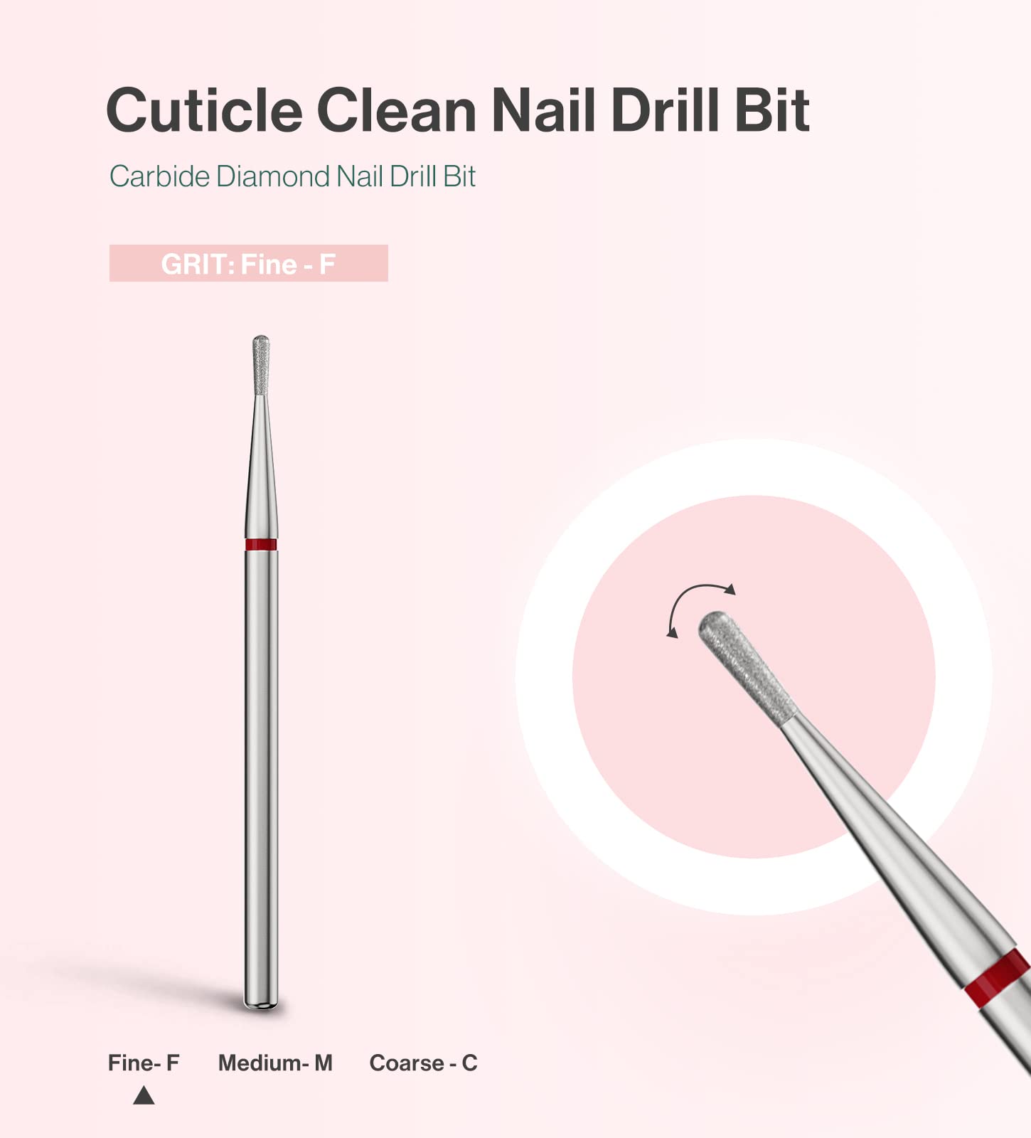 Pear Shape Carbide Diamond Under Nail Cleaner Nail Drill Bit - 图片2