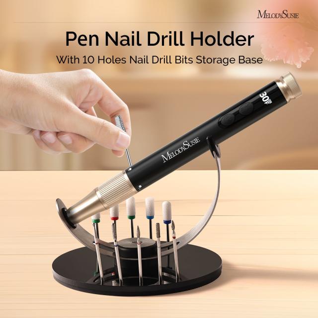 Pen Nail Drill Holder with 10 Holes Nail Drill Bits