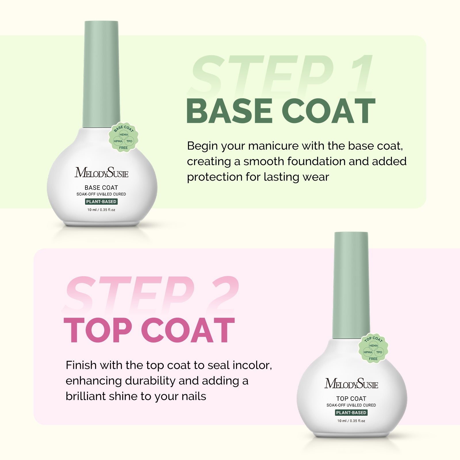 Plant-Based HEMA-Free & HPMA-Free & TPO-Free Top Coat & Base Coat - 10ml - 图片4