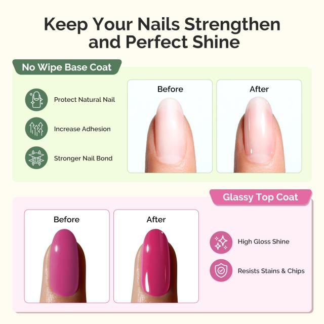 Plant-Based HEMA-Free & HPMA-Free & TPO-Free Top Coat & Base Coat - 10ml
