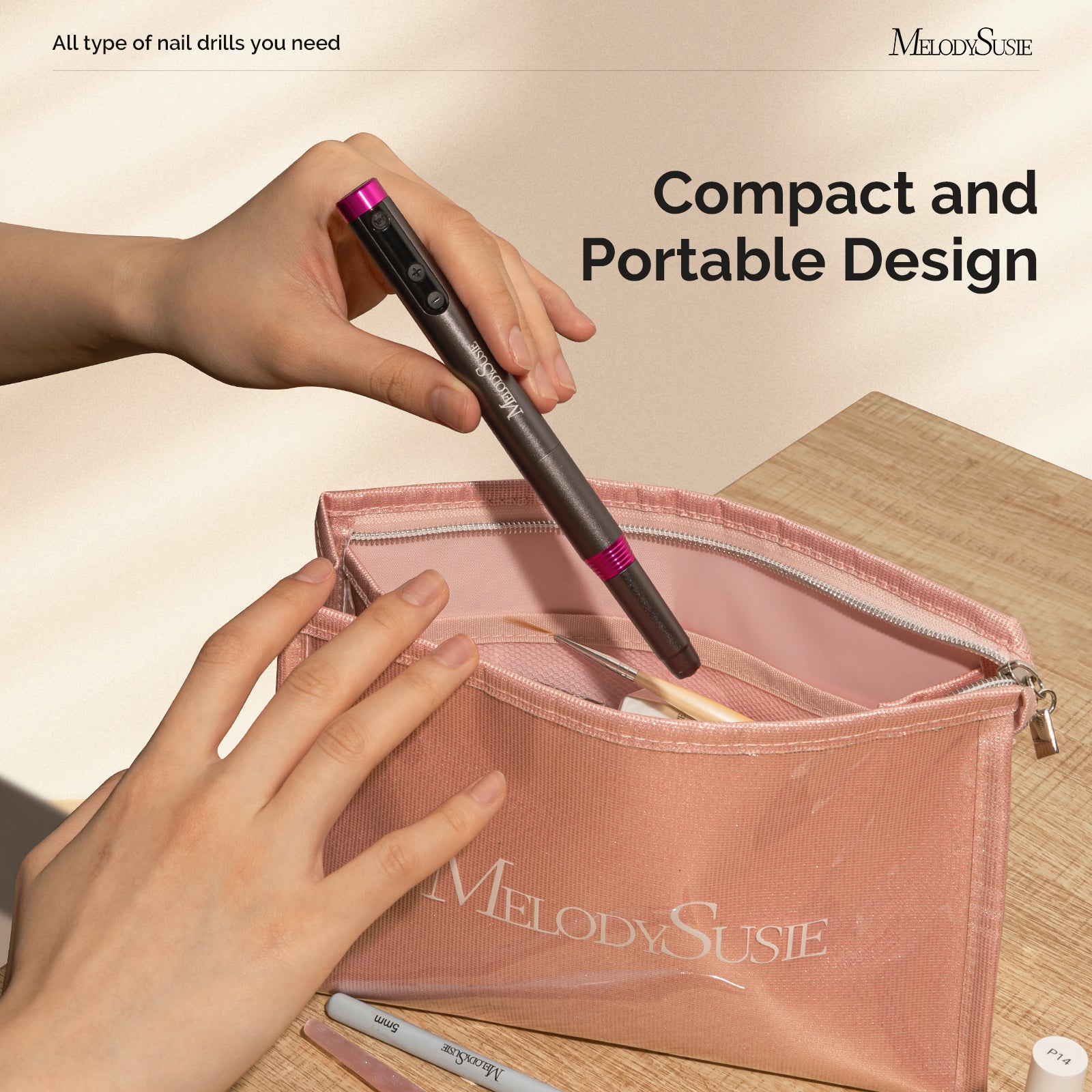 PM170F Pen-Shaped Ultra-Slim Rechargeable Nail Drill 30,000RPM - Black - 图片3