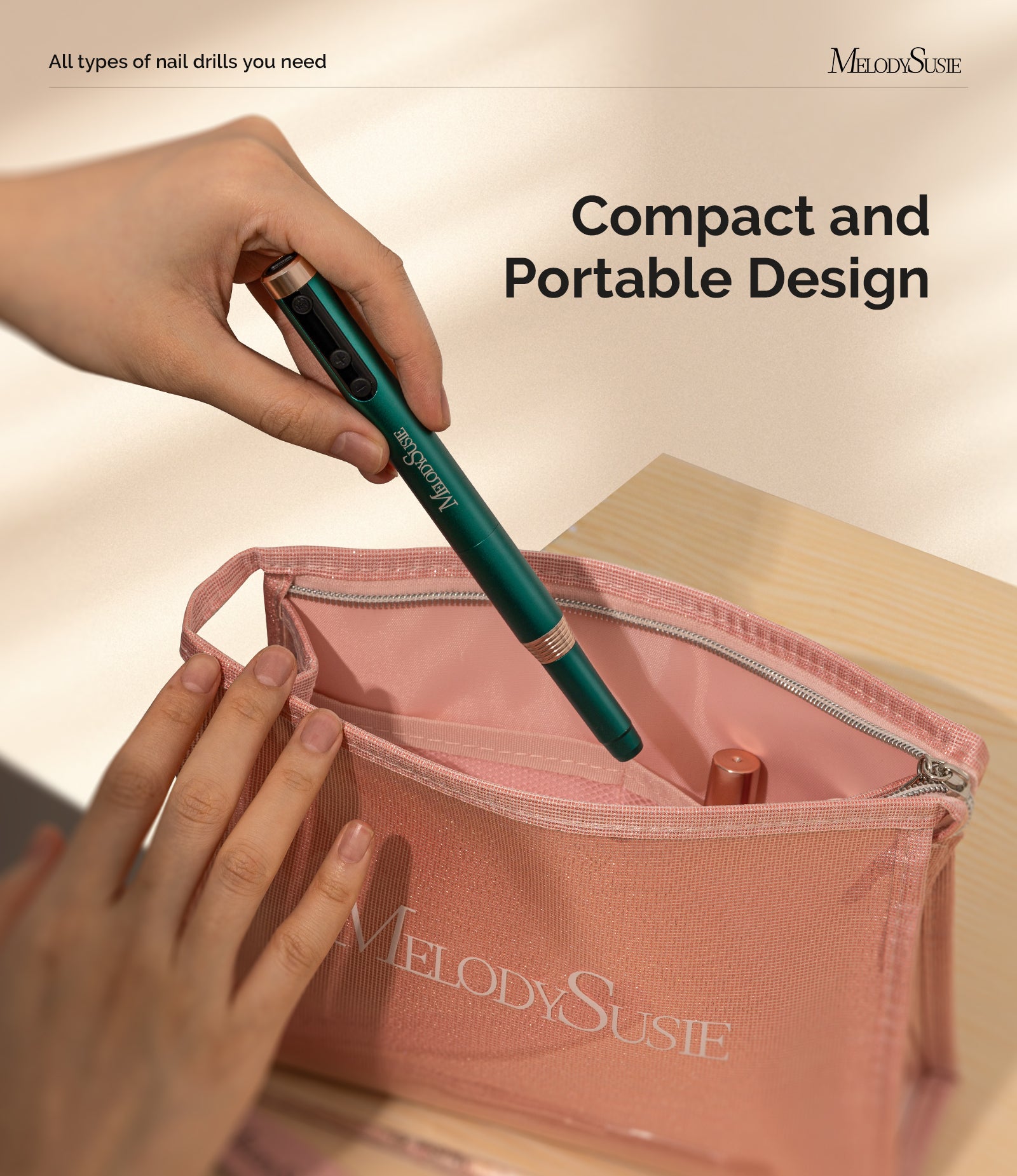 PM170F Pen-Shaped Ultra-Slim Rechargeable Nail Drill 30,000RPM - Green - 图片3