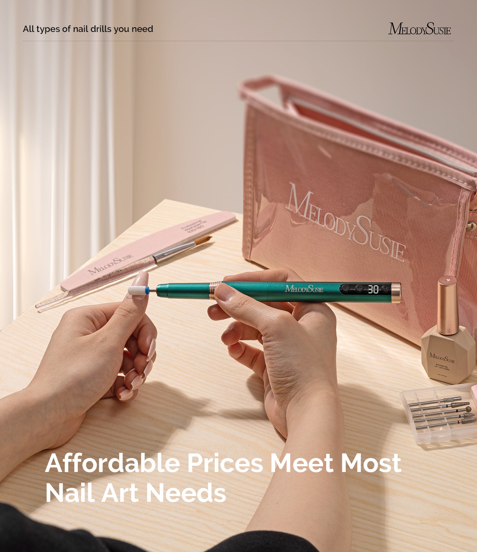 PM170F Pen-Shaped Ultra-Slim Rechargeable Nail Drill 30,000RPM - Green - 图片7