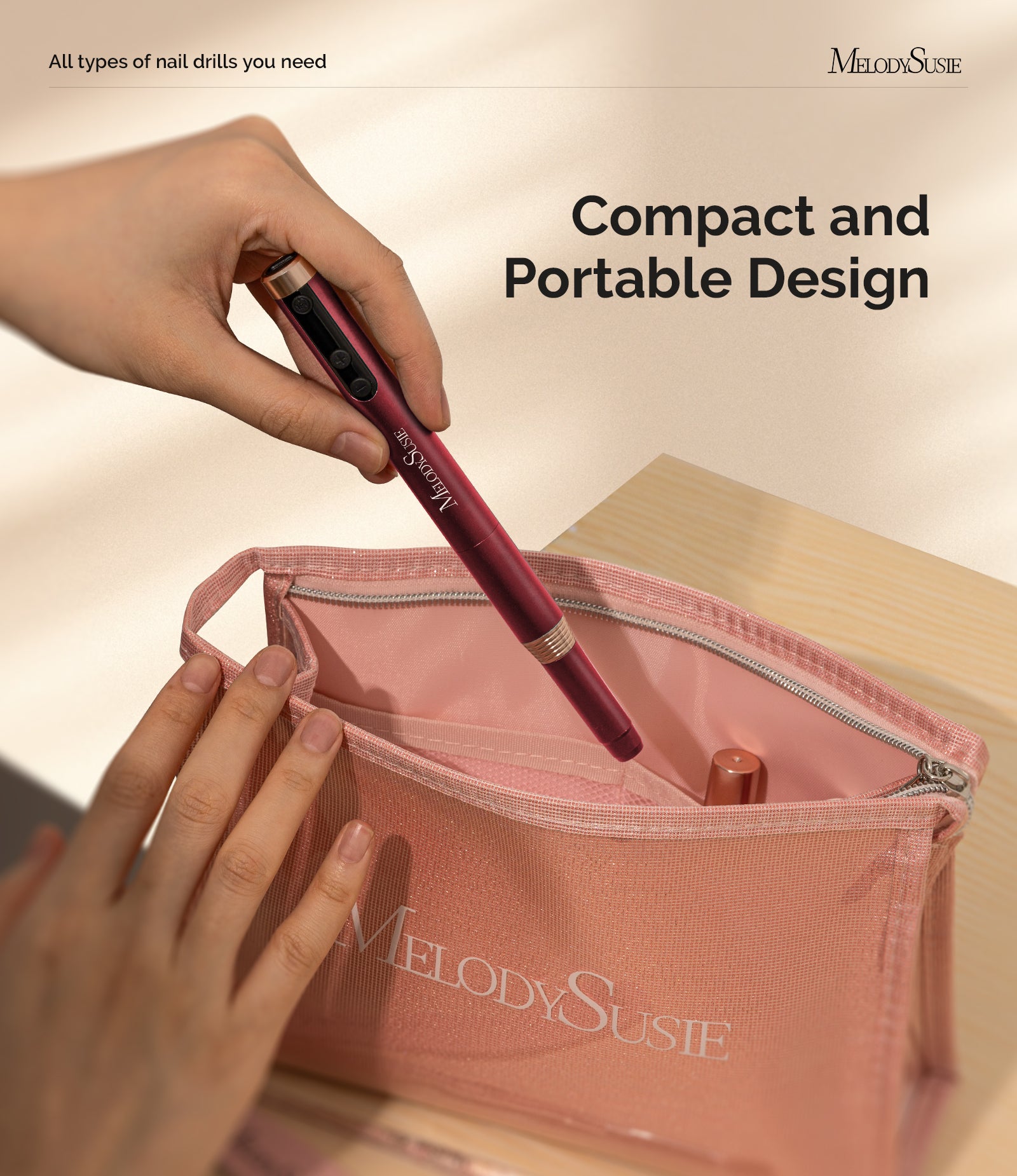 PM170F Pen-Shaped Ultra-Slim Rechargeable Nail Drill 30,000RPM - Red - 图片8