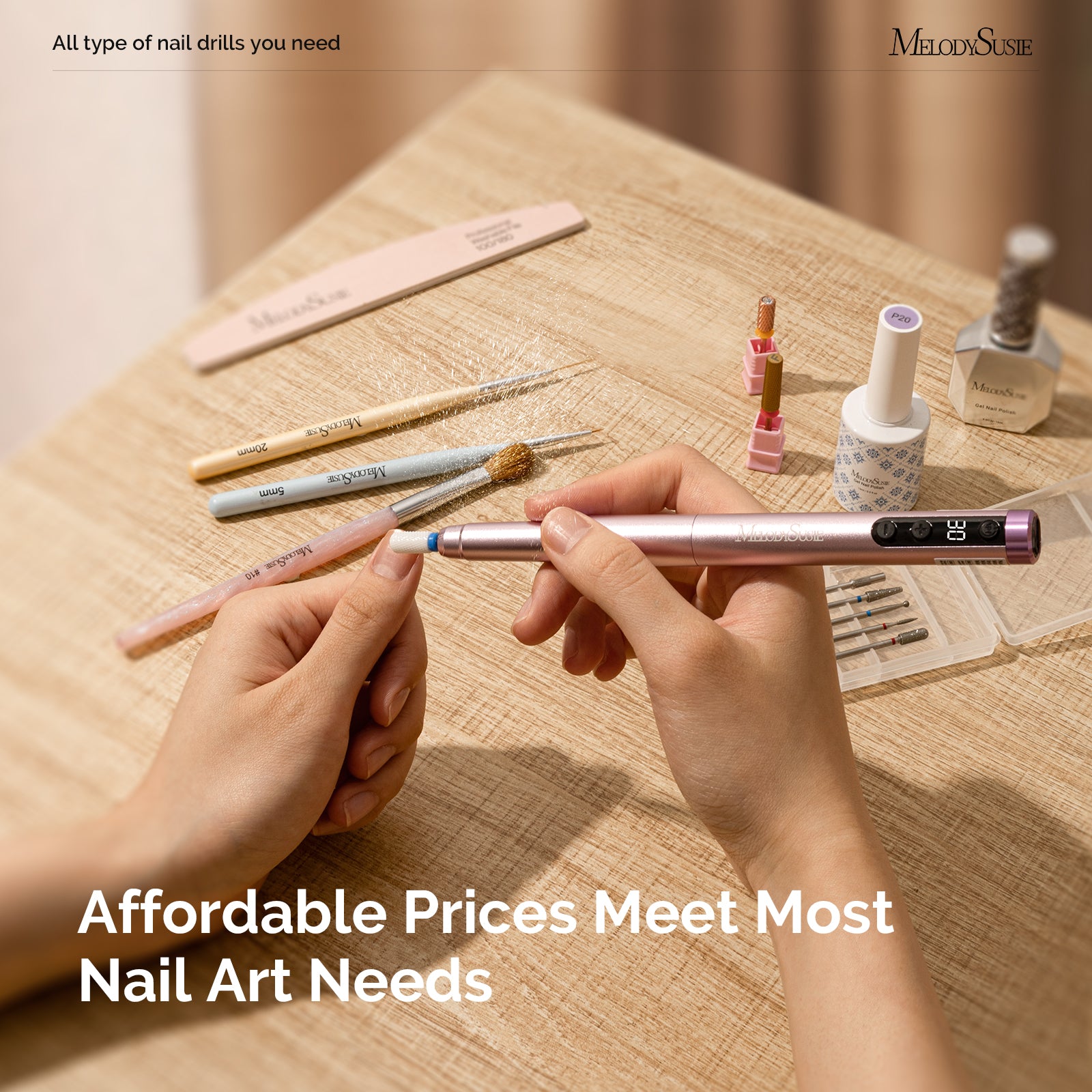 PM170F Pen-Shaped Ultra-Slim Rechargeable Nail Drill 30,000RPM - Rose Gold - 图片5