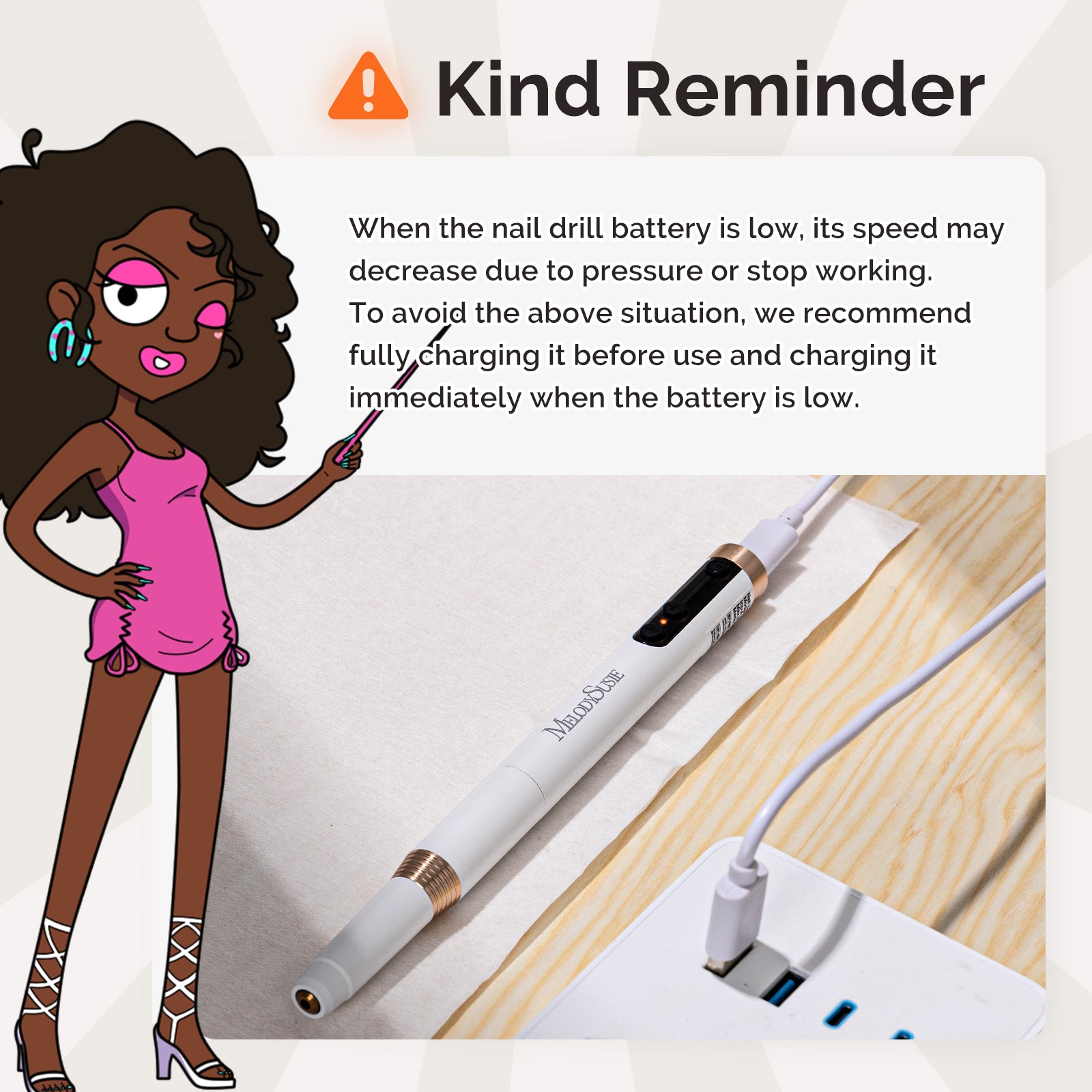 PM170F Pen-Shaped Ultra-Slim Rechargeable Nail Drill 30,000RPM - White - 图片9