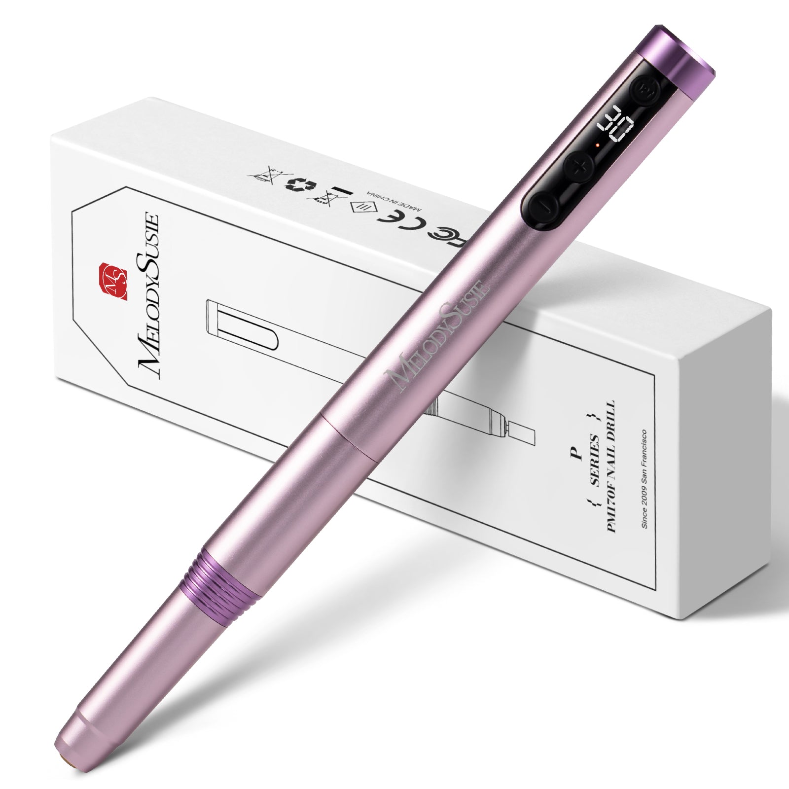 PM170F Pen-Shaped Ultra-Slim Rechargeable Nail Drill 30,000RPM - White - 图片10