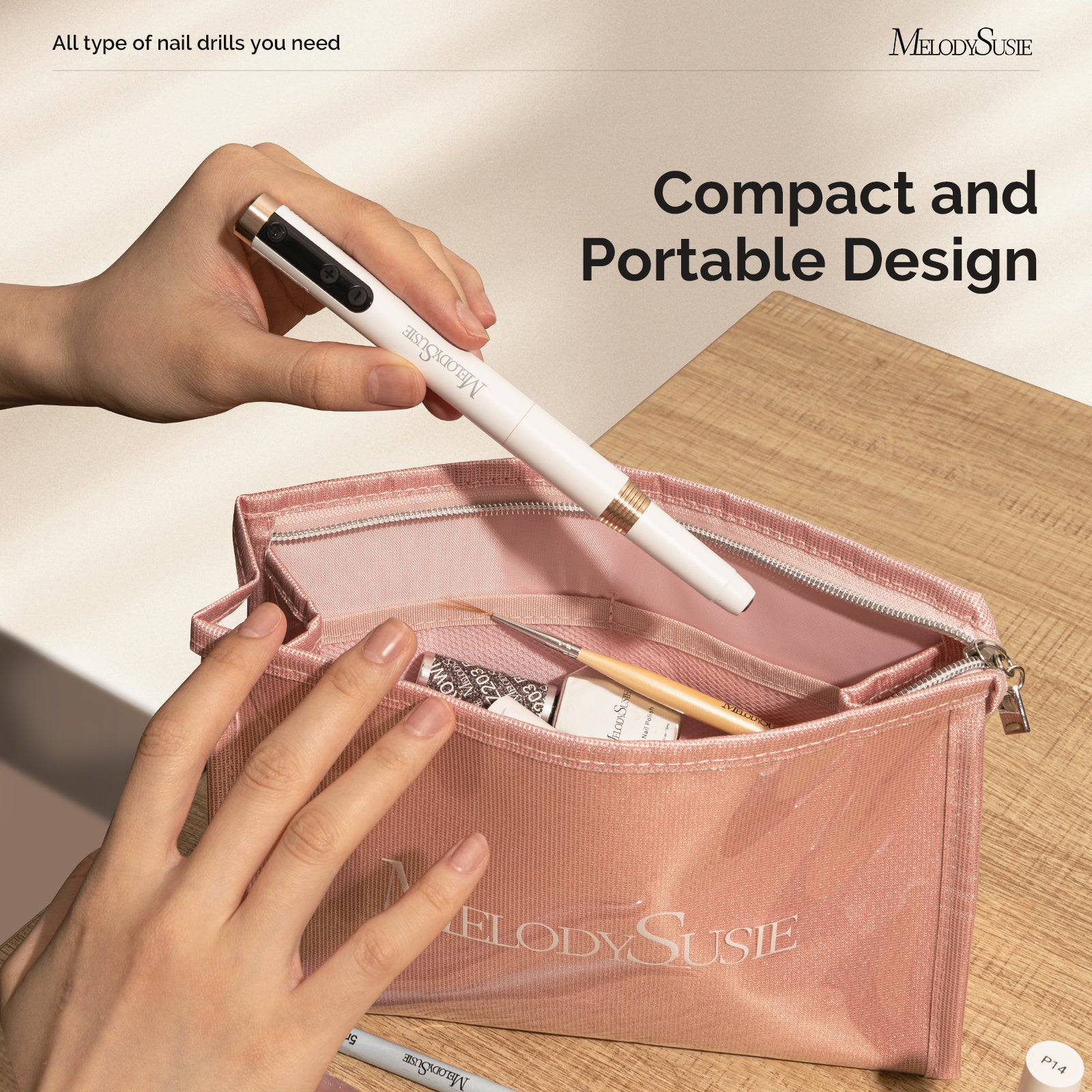 PM170F Rechargeable Nail Drill 30,000RPM Set - 图片4