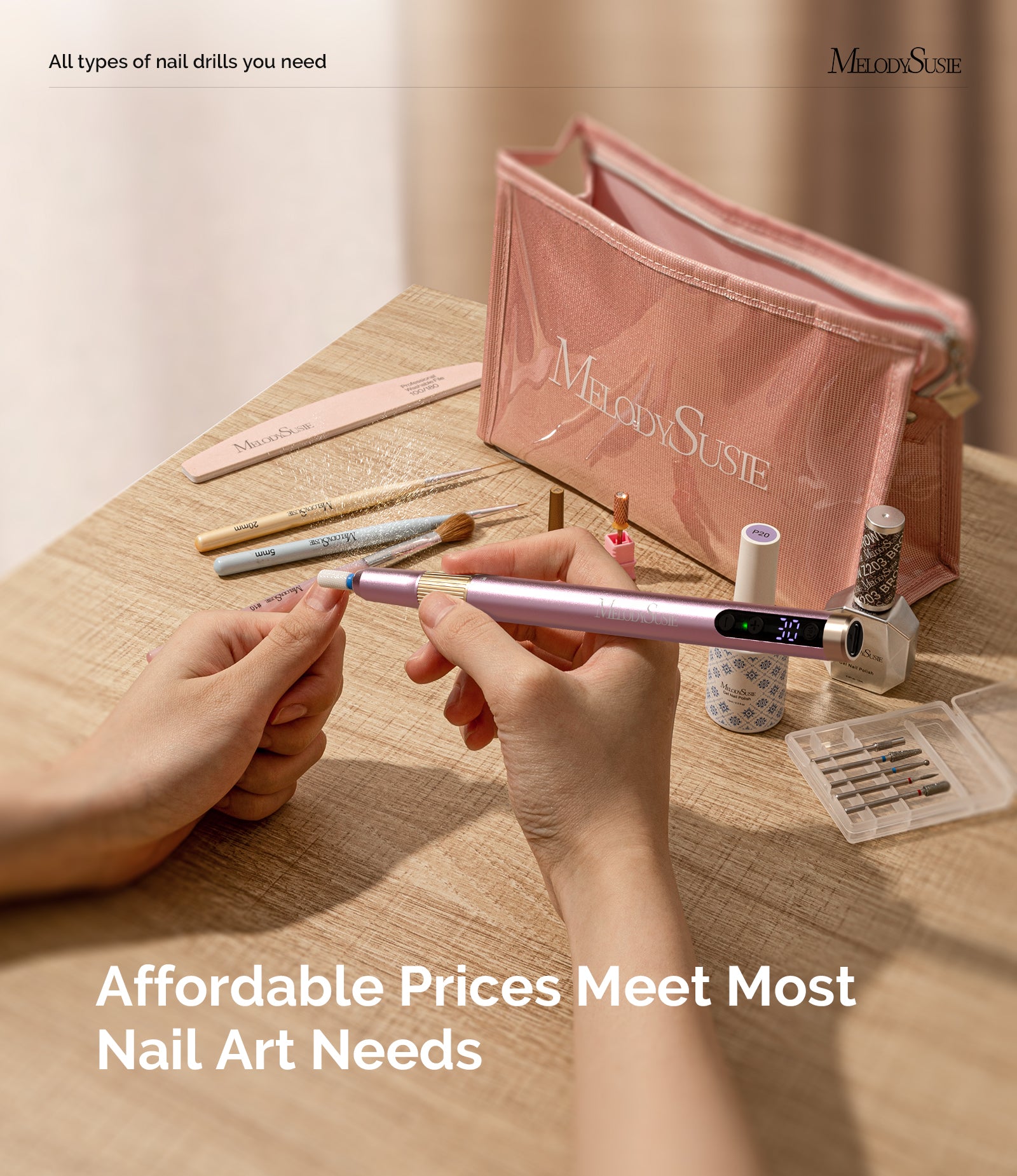 PM180G Pen-Shaped Ultra-Slim Rechargeable Nail Drill 30,000RPM - Pink - 图片5