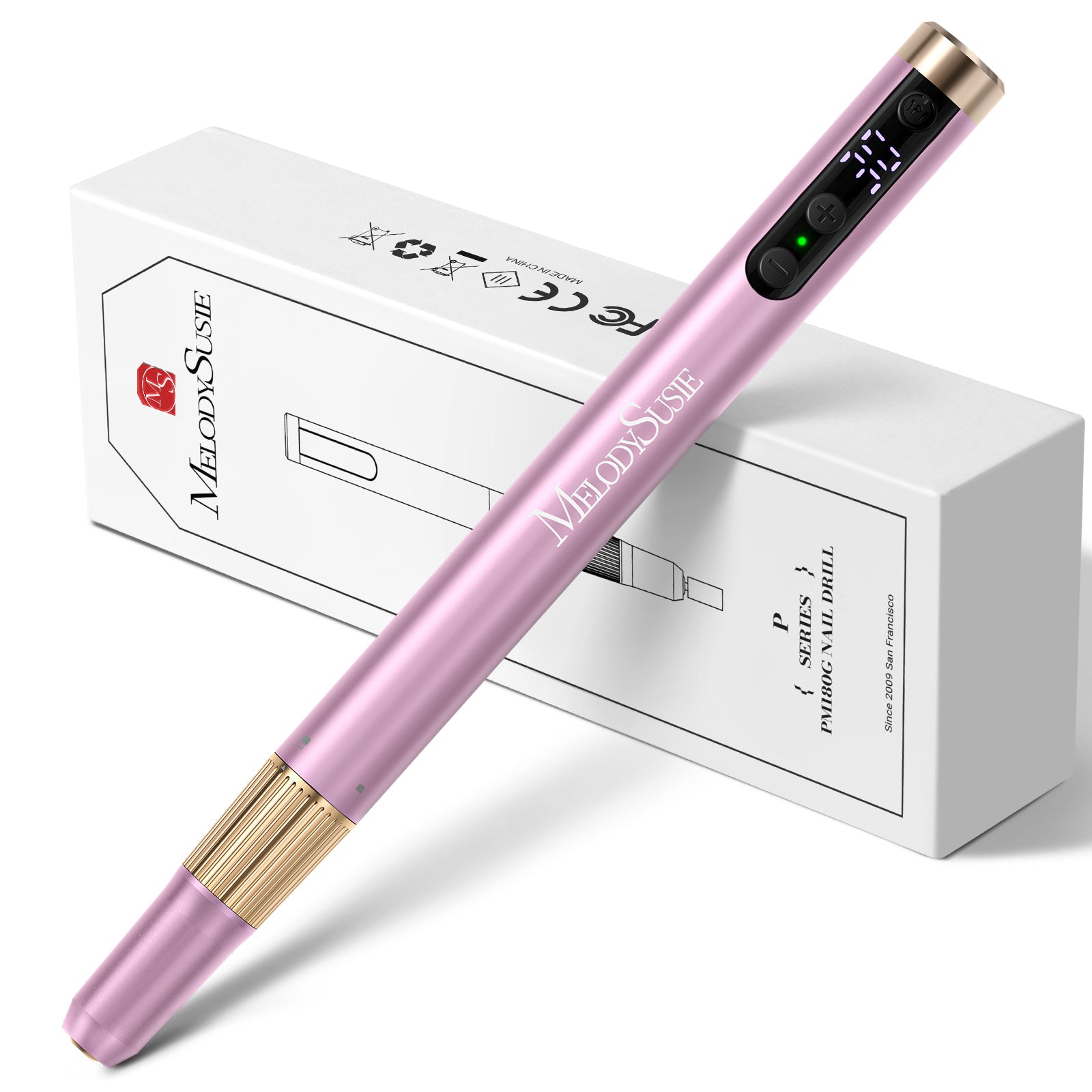PM180G Pen-Shaped Ultra-Slim Rechargeable Nail Drill 30,000RPM - Pink