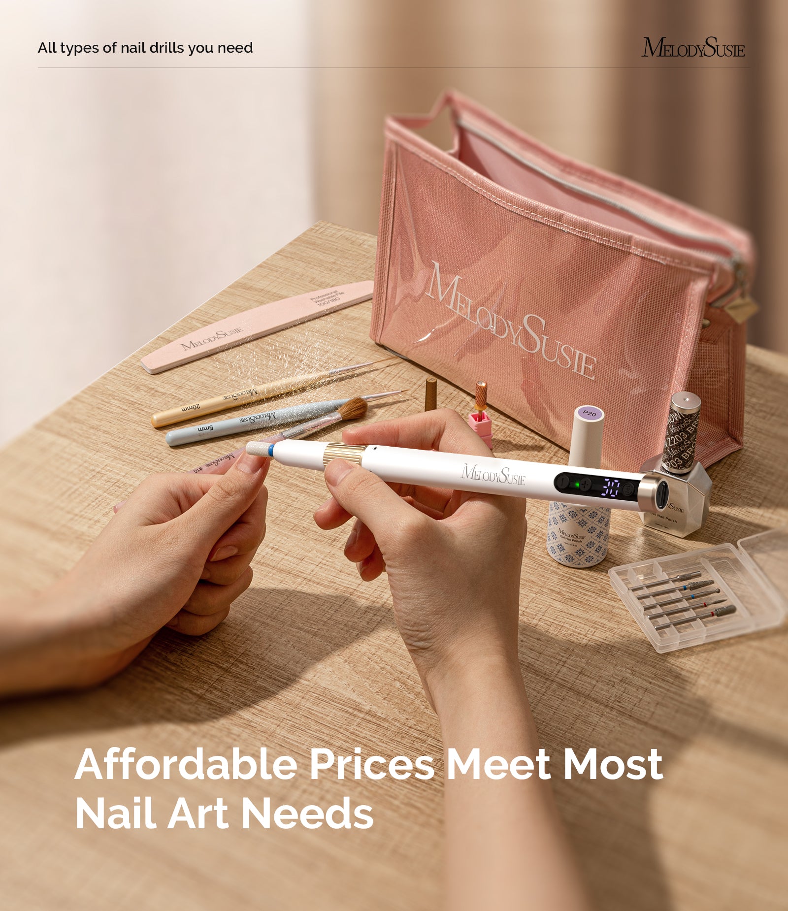 PM180G Pen-Shaped Ultra-Slim Rechargeable Nail Drill 30,000RPM - White - 图片4