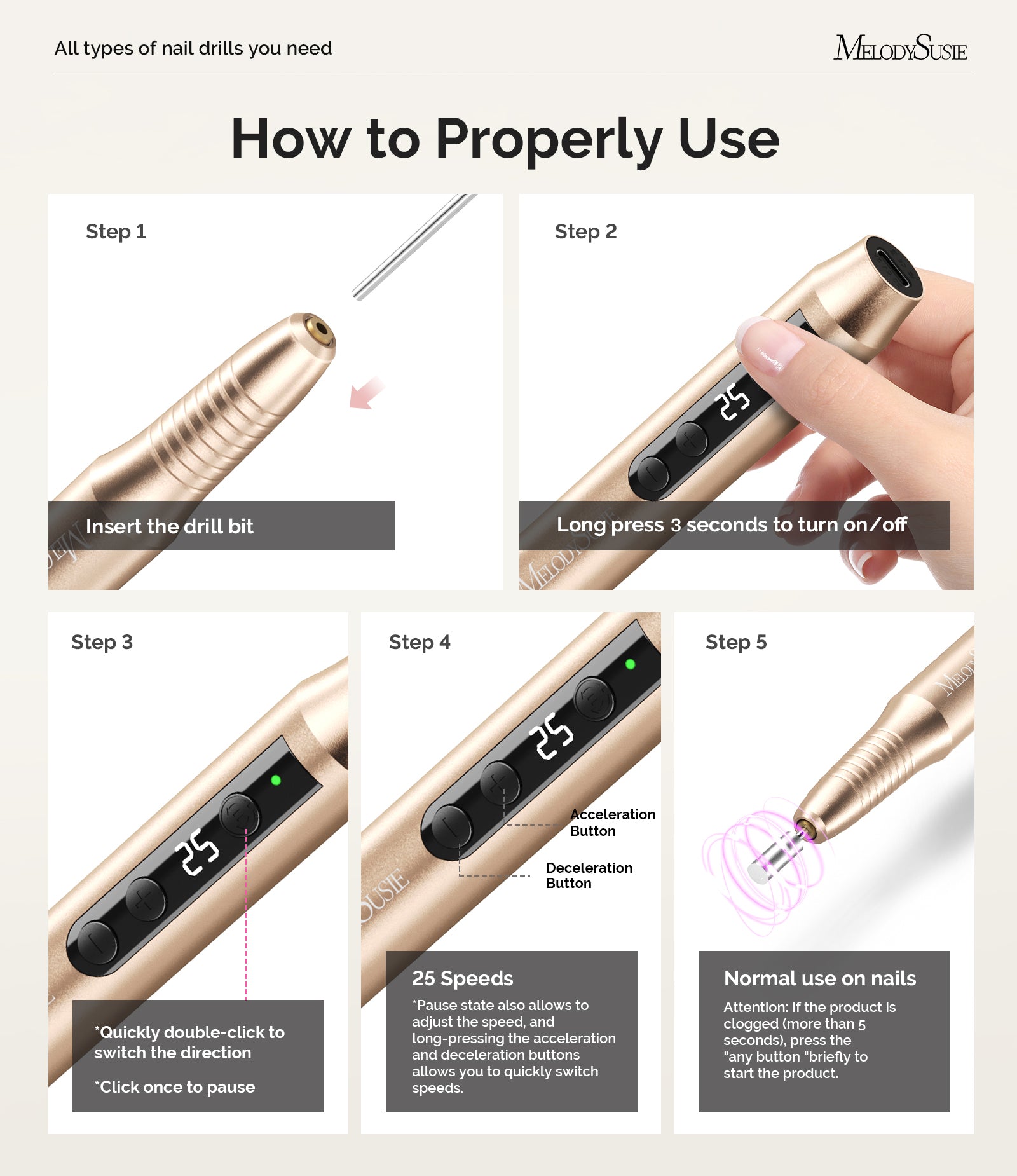 PM180G Pen-Shaped Ultra-Slim Rechargeable Nail Drill 30,000RPM - White - 图片7