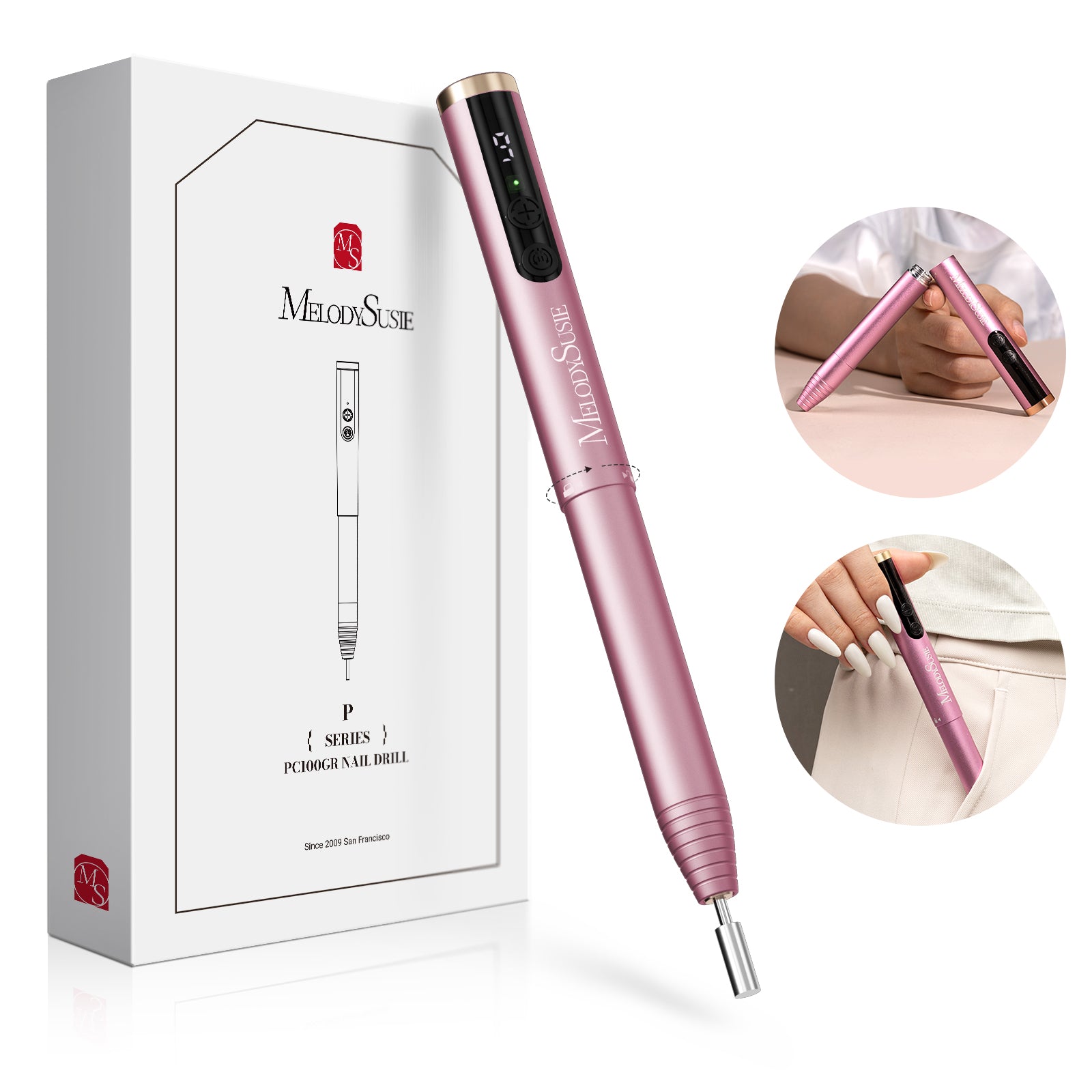 PocketNail PC100GR/PC100G Pen-Shaped Innovative Portable Rechargeable Nail Drill 20,000RPM - 图片31