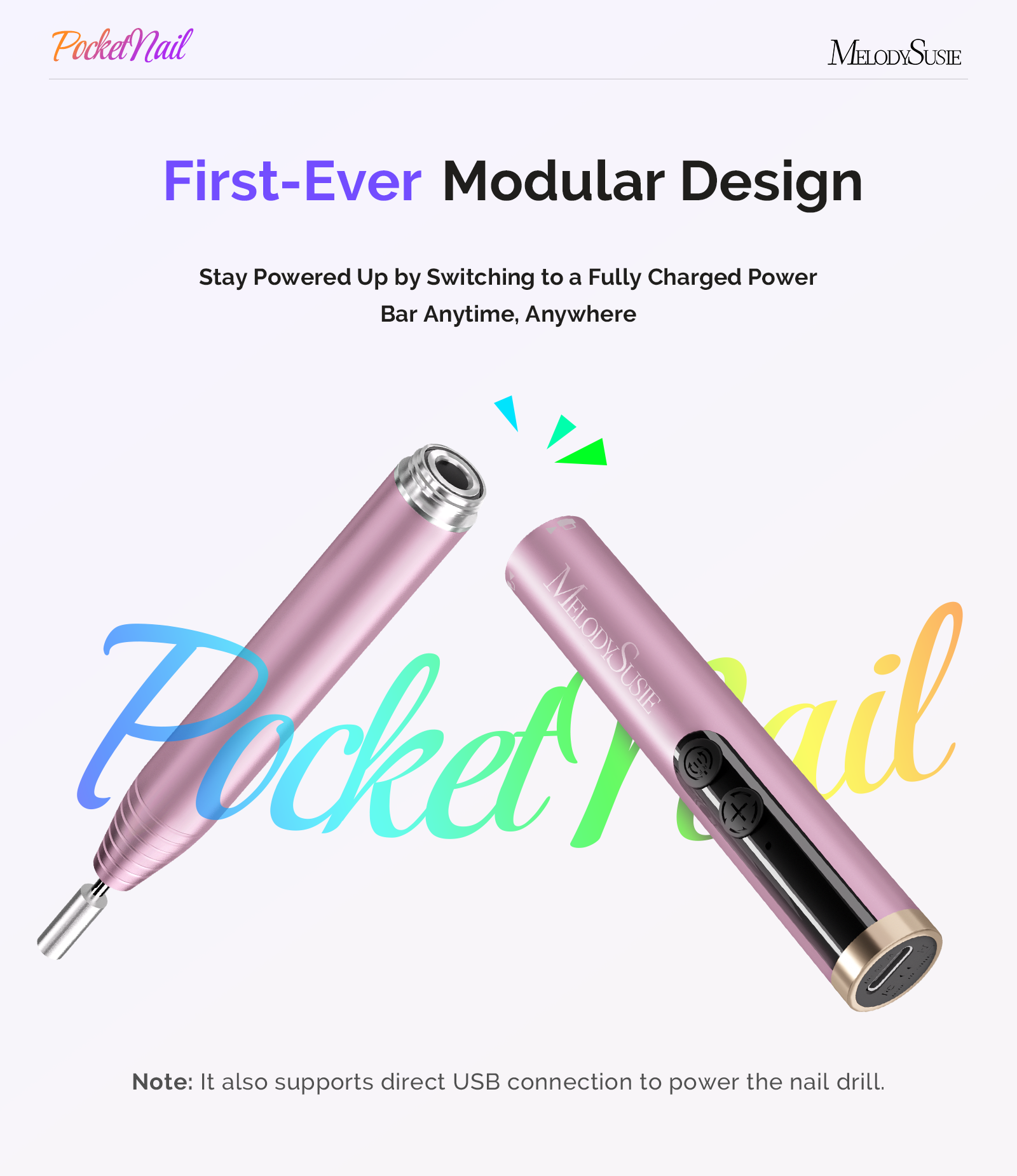 PocketNail PC100GR/PC100G Pen-Shaped Innovative Portable Rechargeable Nail Drill 20,000RPM