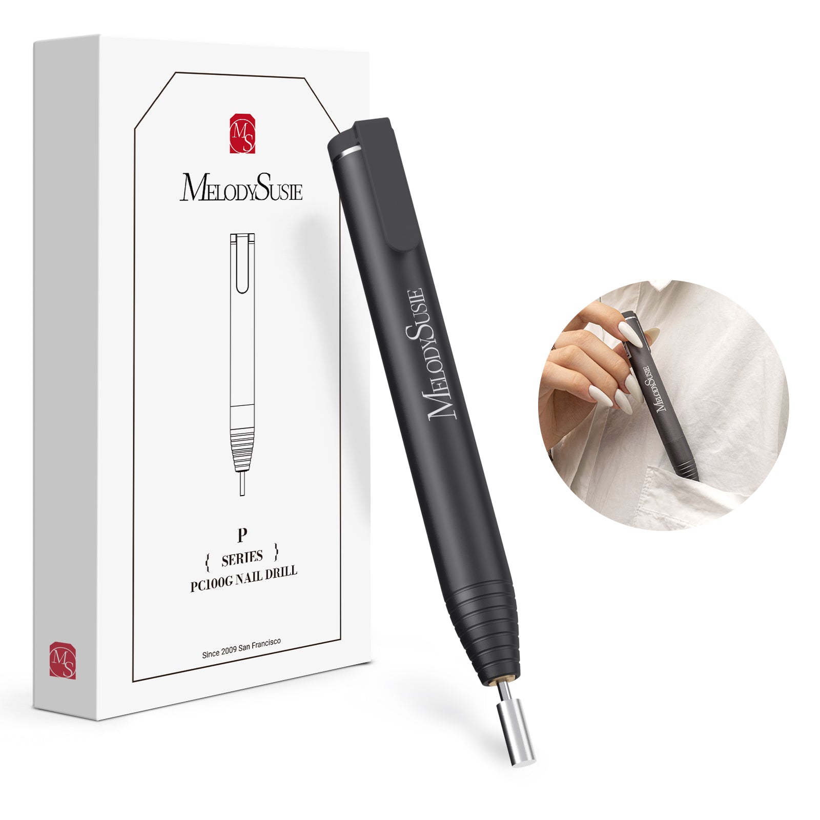 PocketNail PC100GR/PC100G Pen-Shaped Innovative Portable Rechargeable Nail Drill 20,000RPM - 图片34