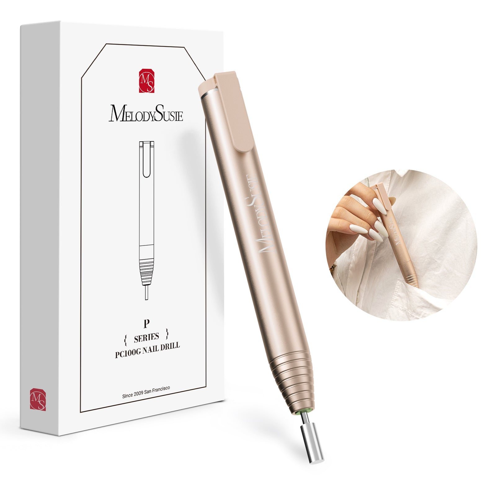 PocketNail PC100GR/PC100G Pen-Shaped Innovative Portable Rechargeable Nail Drill 20,000RPM - 图片35