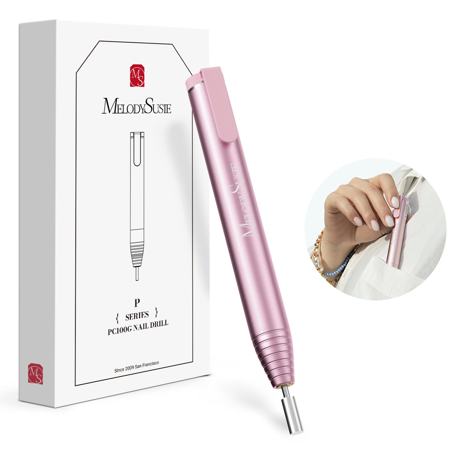 PocketNail PC100GR/PC100G Pen-Shaped Innovative Portable Rechargeable Nail Drill 20,000RPM - 图片33