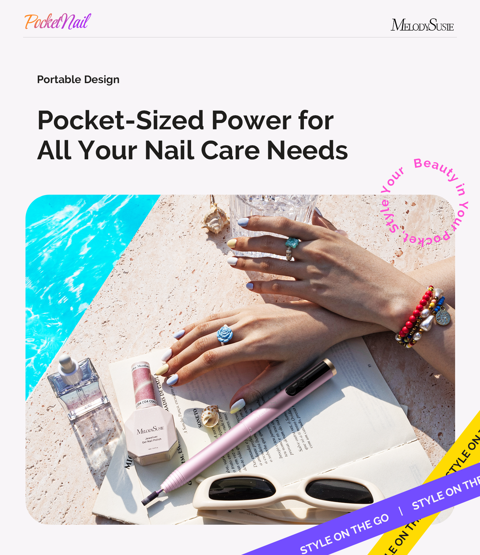 PocketNail PC100GR/PC100G Pen-Shaped Innovative Portable Rechargeable Nail Drill 20,000RPM - 图片9