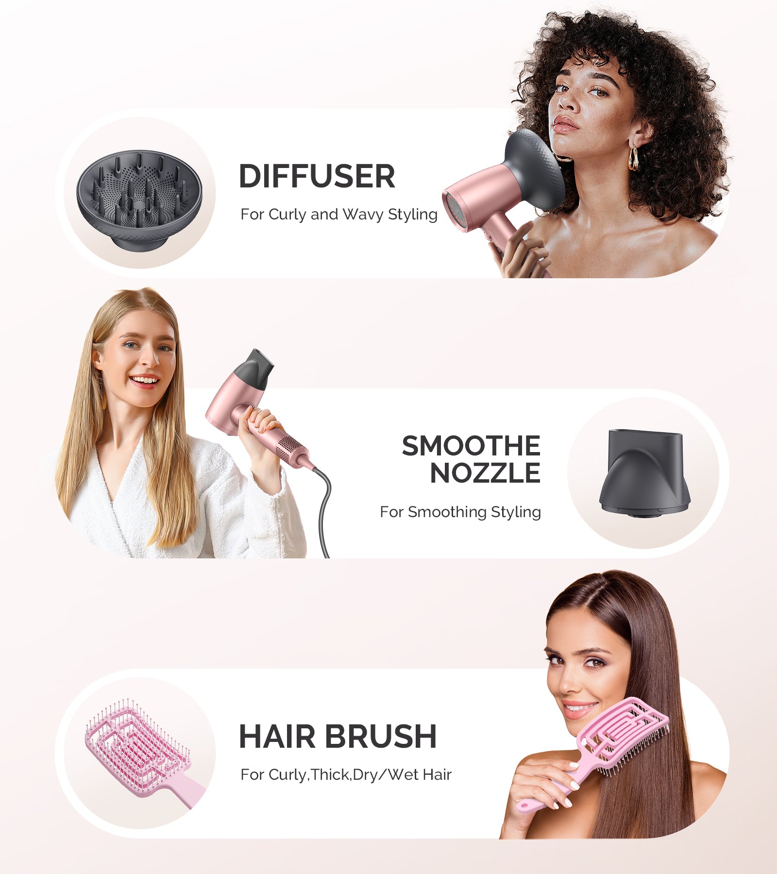 Portable Ionic Hair Dryer 120,000 RPM Gift Box - Pink (US ONLY) - 图片3