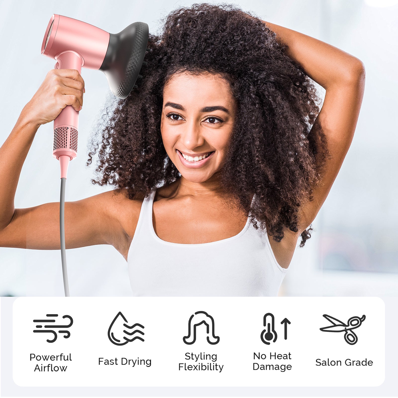 Portable Ionic Hair Dryer 120,000 RPM Gift Box - Pink (US ONLY) - 图片8