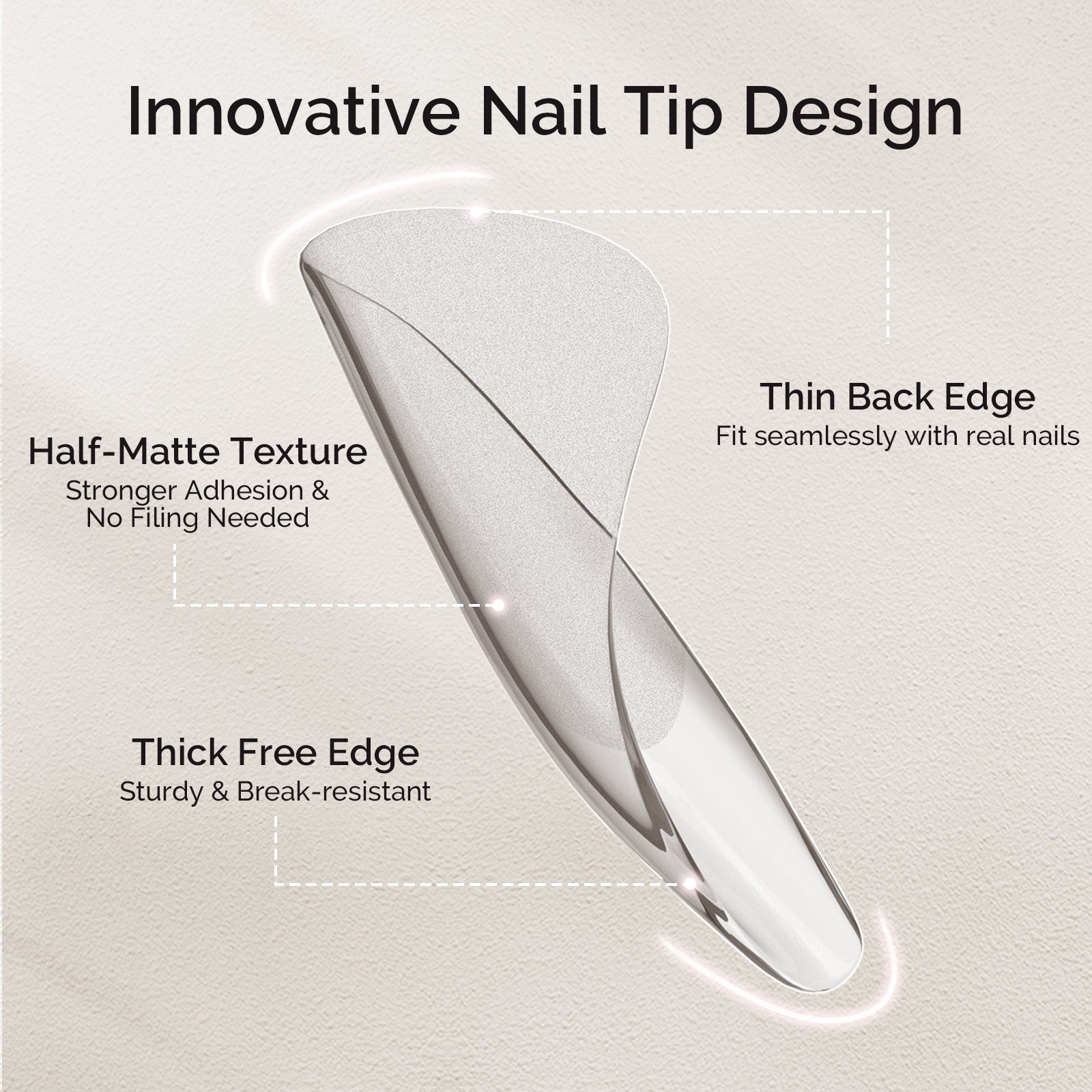 Half Matte Pre-Shaped Acrylic Nail Extension Tips - 图片3