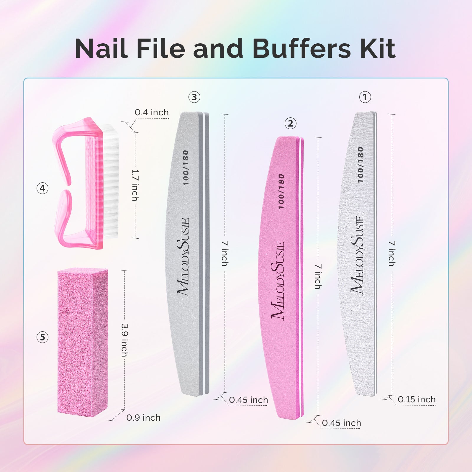 Professional Nail Files and Buffers 16Pcs Kit - 100/180 Grit - 图片2