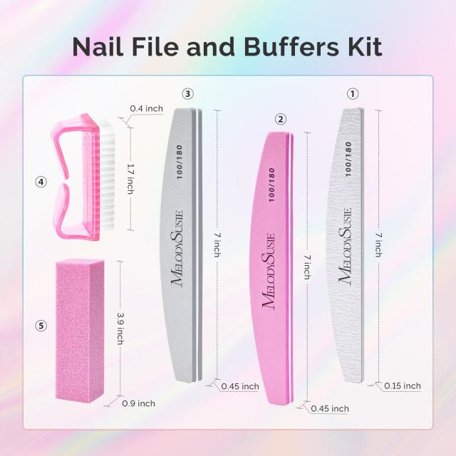 Professional Nail Files and Buffers 16Pcs Kit - 100/180 Grit
