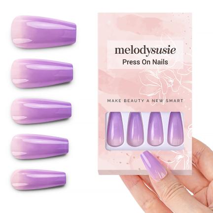 Purple Cream Acrylic Press On Nails Kits