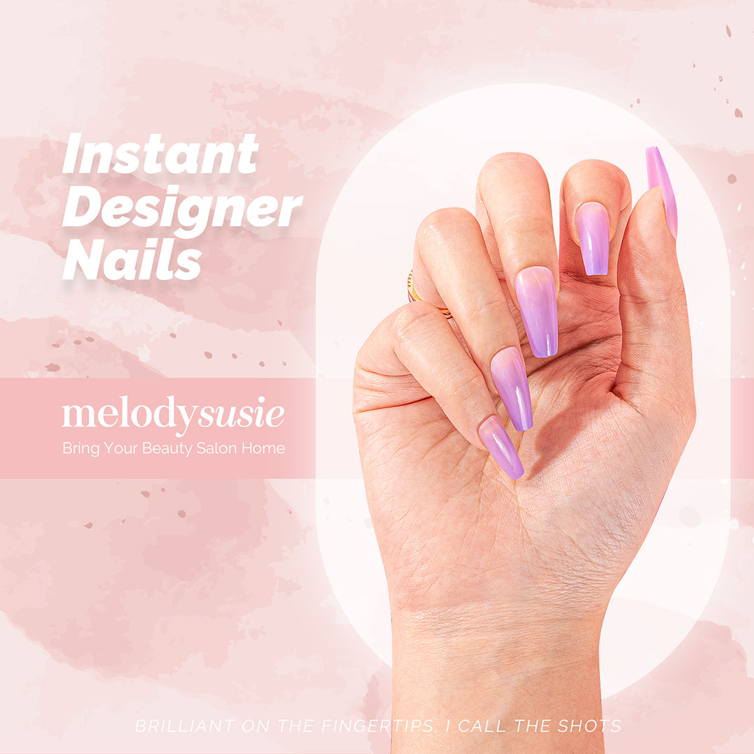 Purple Cream Acrylic Press On Nails Kits - 图片2
