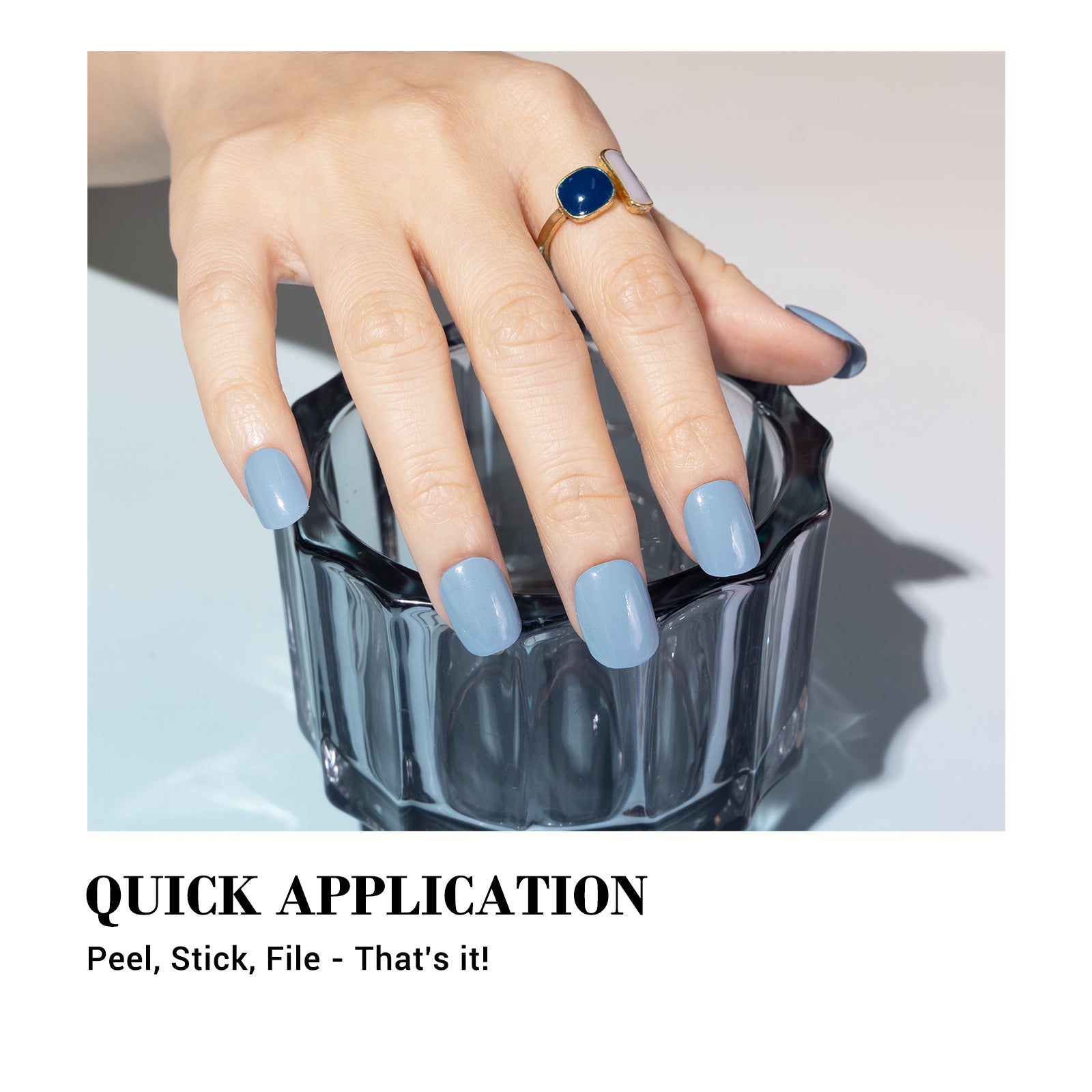 Qcoat Fully Cured Gel Nail Strips - Baby Blue(US ONLY) - 图片4