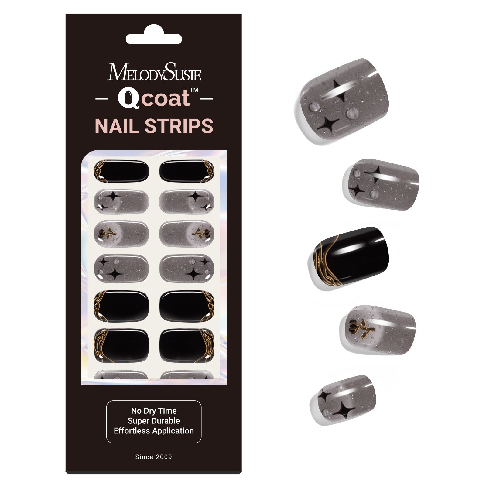 Qcoat Fully Cured Gel Nail Strips - Black Cross Stars(US ONLY) - 图片7