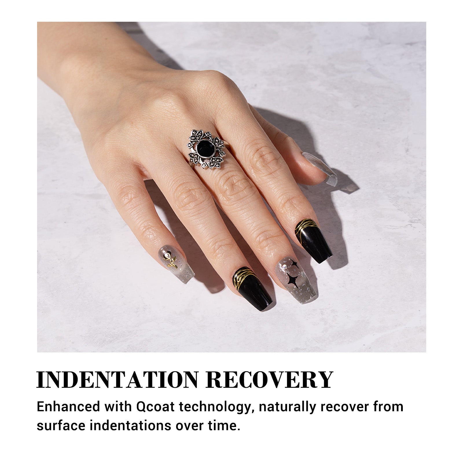 Qcoat Fully Cured Gel Nail Strips - Black Cross Stars(US ONLY) - 图片4