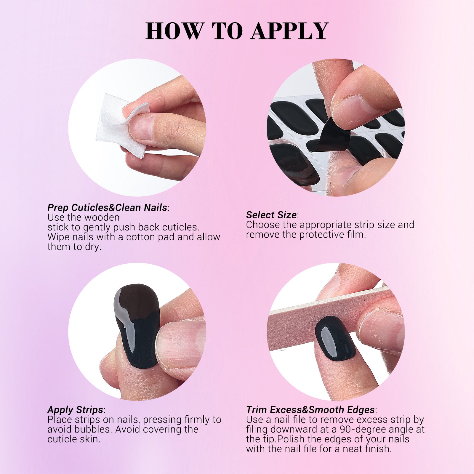 Qcoat Fully Cured Gel Nail Strips - Black Cross Stars(US ONLY) - 图片6