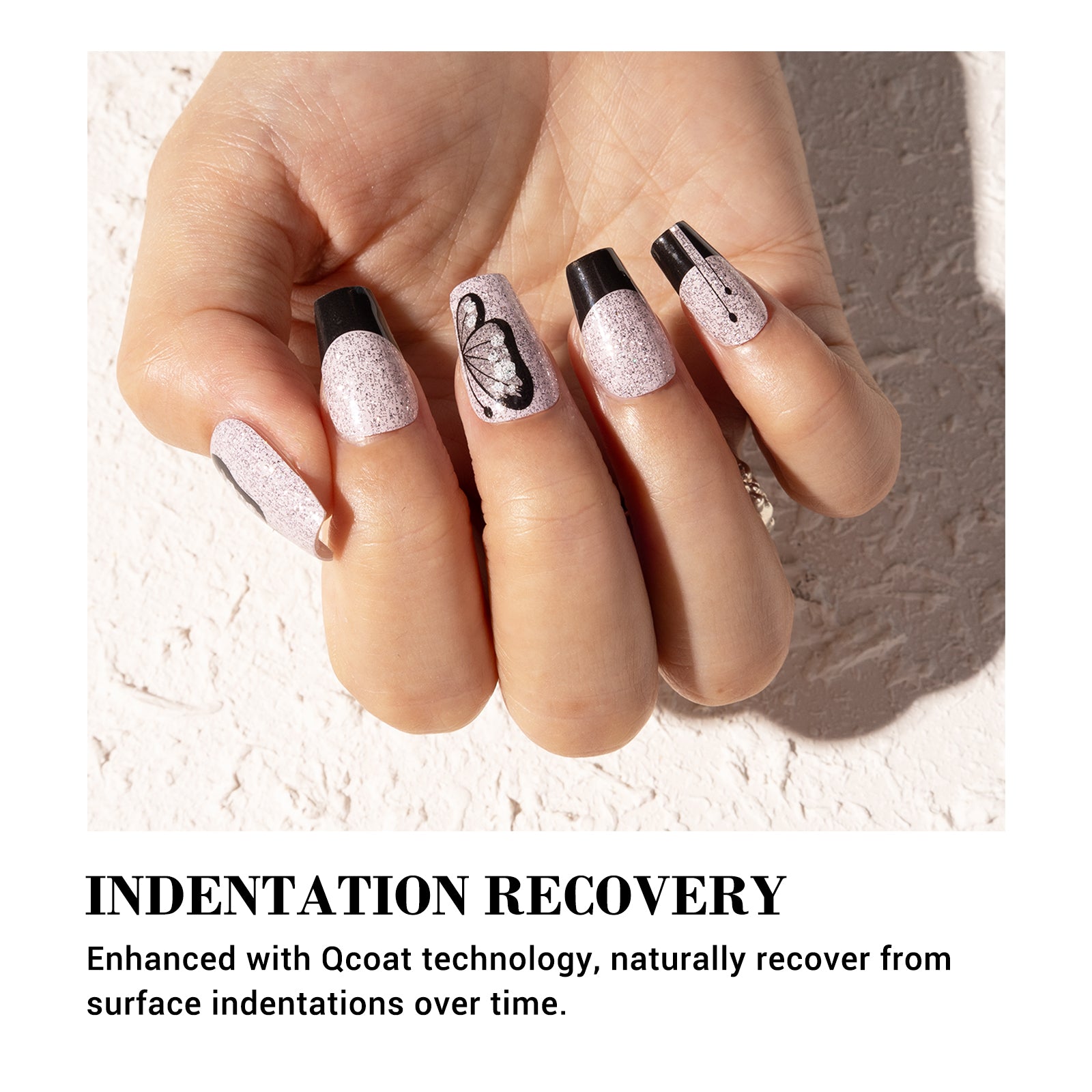Qcoat Fully Cured Gel Nail Strips - Black French Butterfly(US ONLY) - 图片5