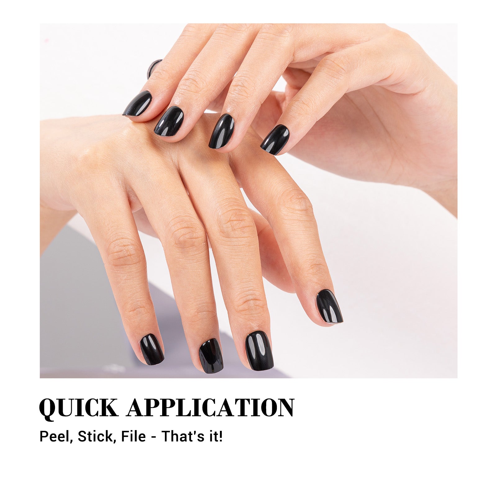 Qcoat Fully Cured Gel Nail Strips - Black(US ONLY) - Image4