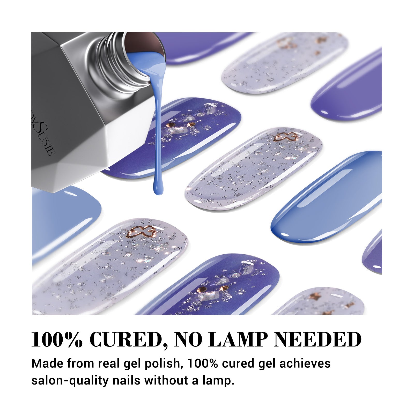 Qcoat Fully Cured Gel Nail Strips - Blue Butterflies(US ONLY) - 图片2