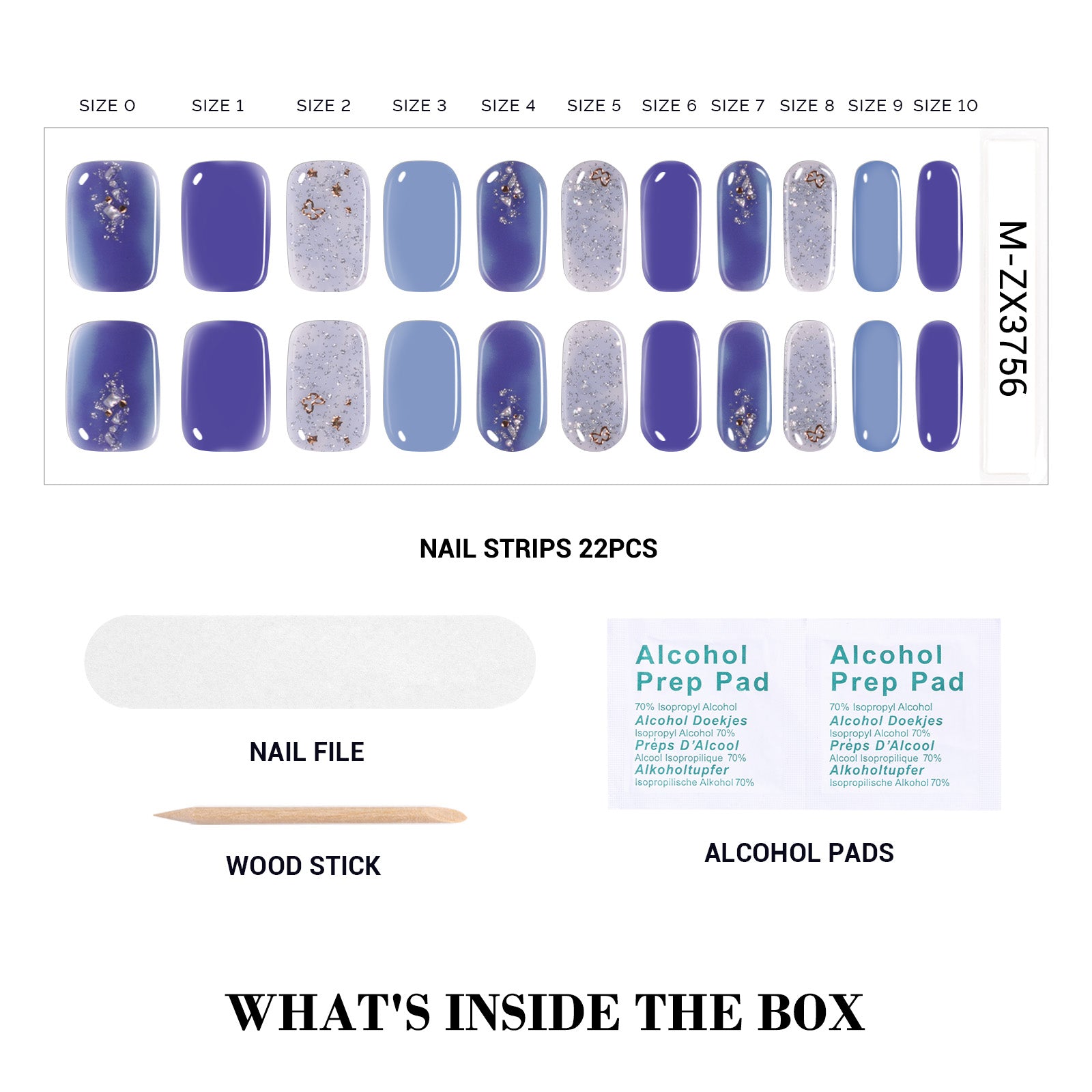 Qcoat Fully Cured Gel Nail Strips - Blue Butterflies(US ONLY) - 图片3