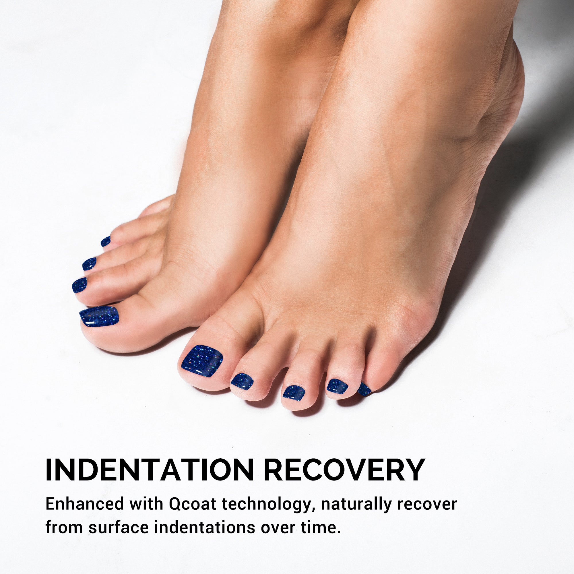 Qcoat Pedicure Fully Cured Gel Nail Strips-Blue Glitter(US ONLY) - 图片5