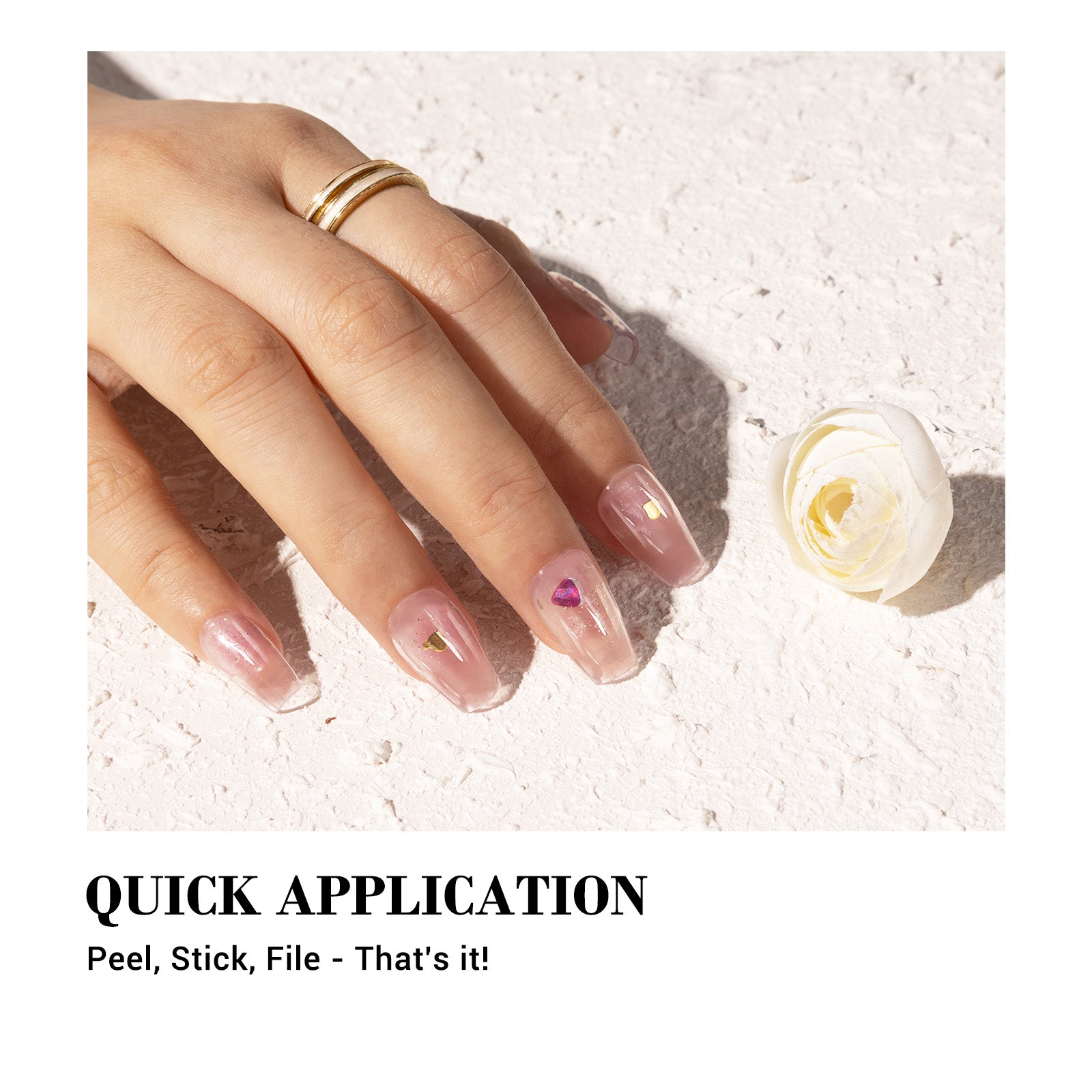 Qcoat Fully Cured Gel Nail Strips - Blush Heart(US ONLY) - 图片4