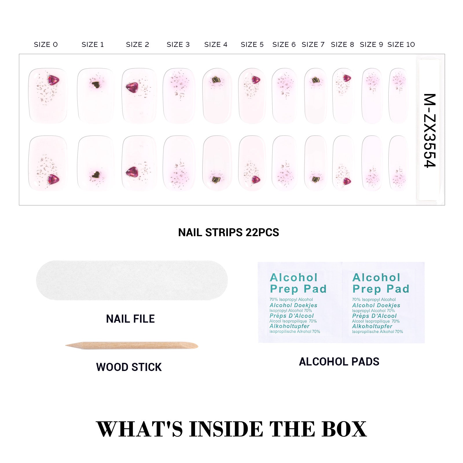 Qcoat Fully Cured Gel Nail Strips - Blush Heart(US ONLY) - 图片3