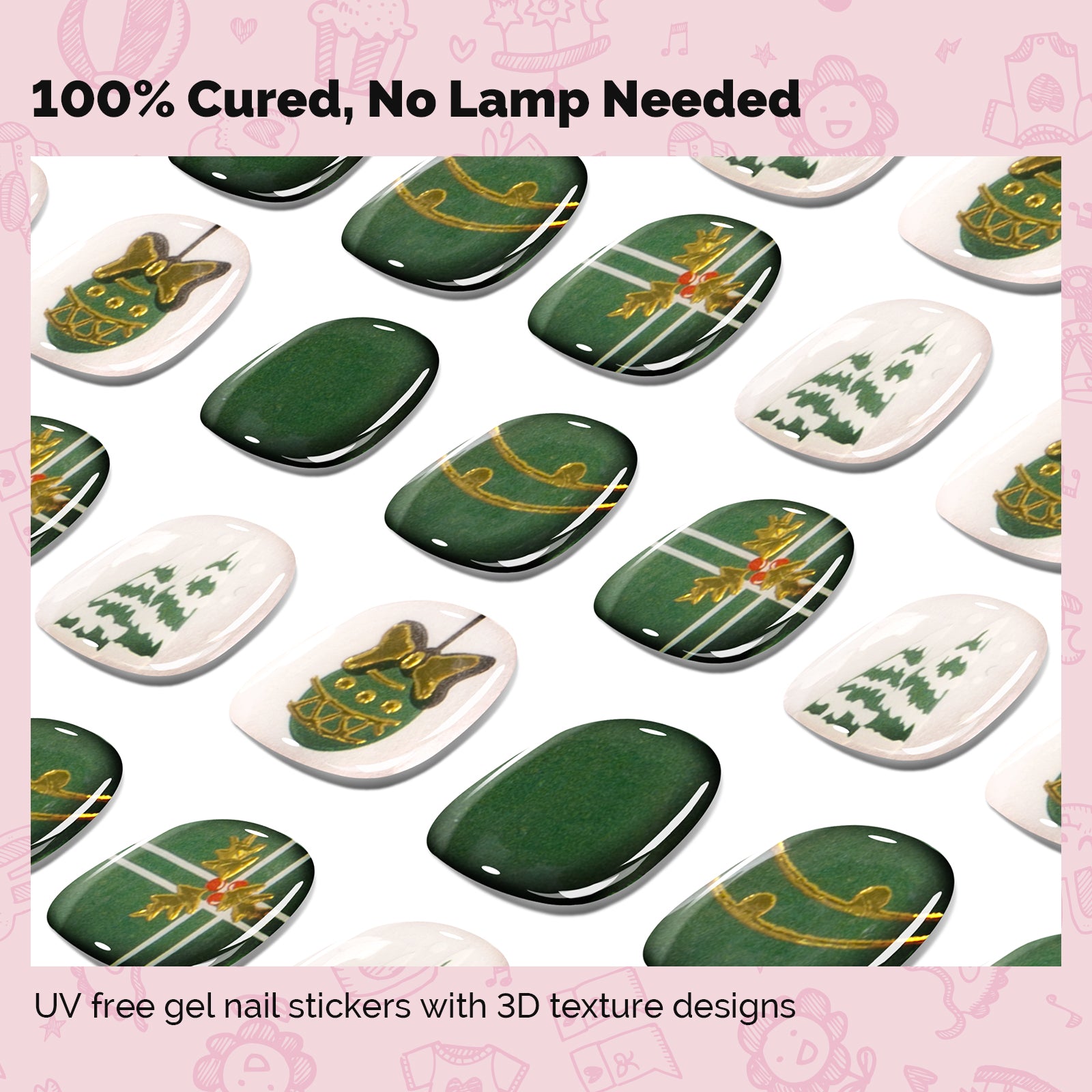 Qcoat Fully Cured Gel Nail Strips for Kids - Festive Gifts - 图片2