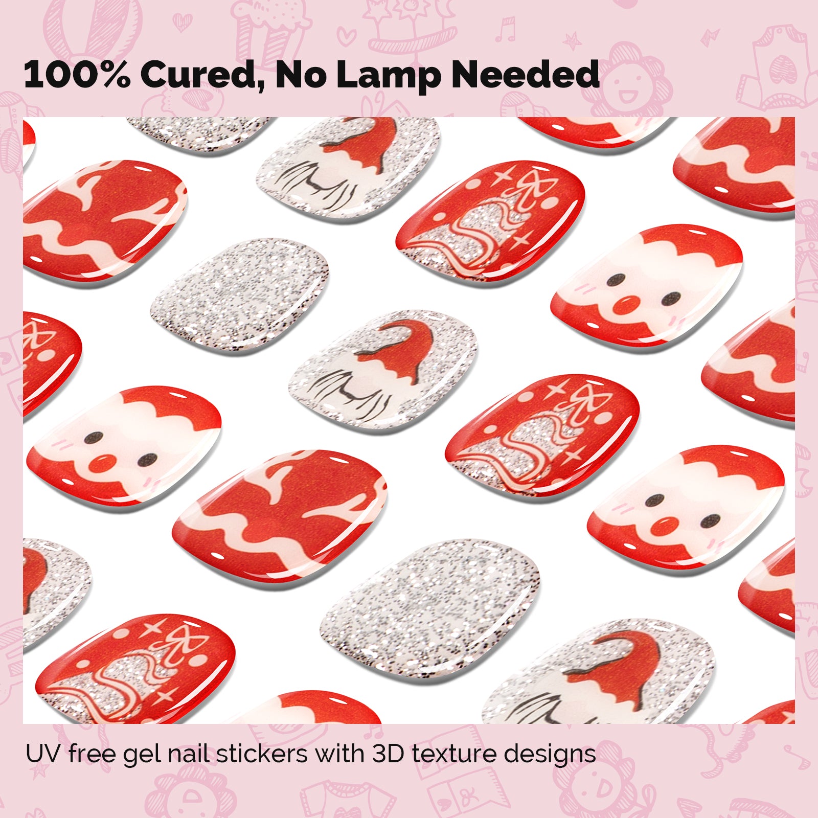 Qcoat Fully Cured Gel Nail Strips for Kids - Festive Planet - 图片2